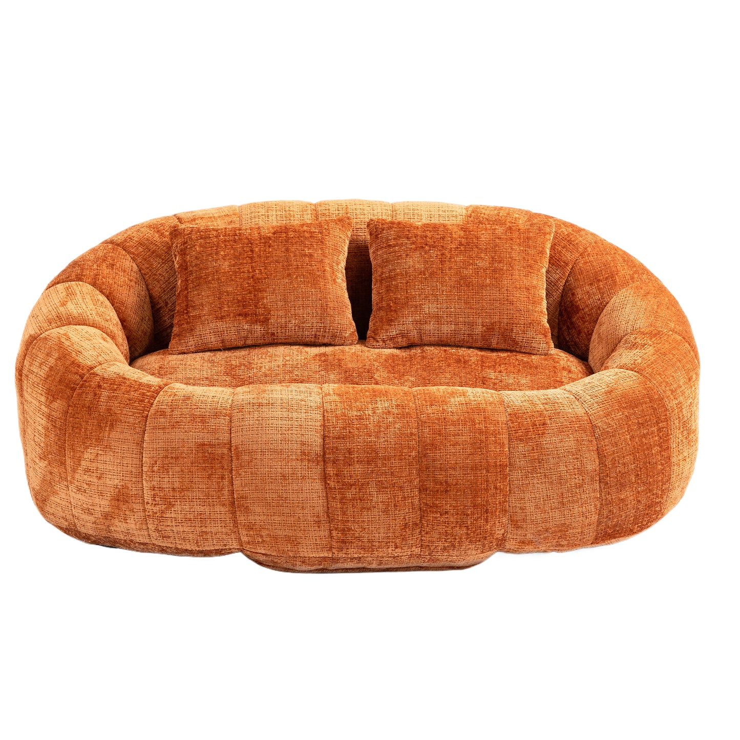 Coolmore Versatile Elegance Orange Chenille High-Back 2 Seater Bean Bag Sofa for Indoor & Outdoor Relaxation