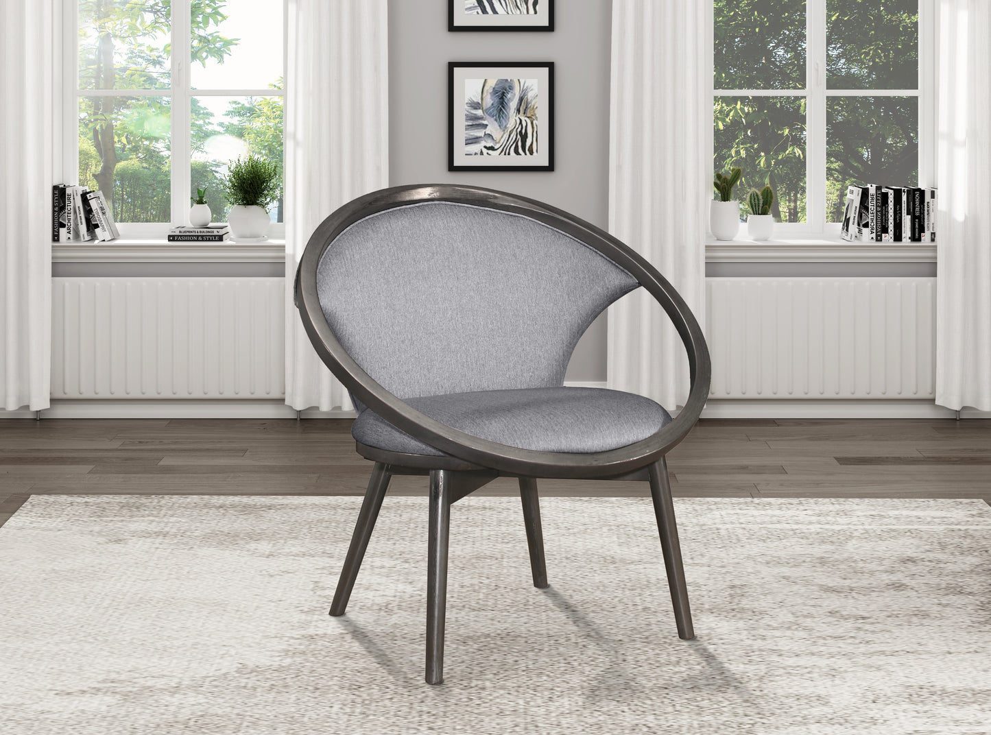 Liora Mid-Century Design Accent Chair in Gray Fabric