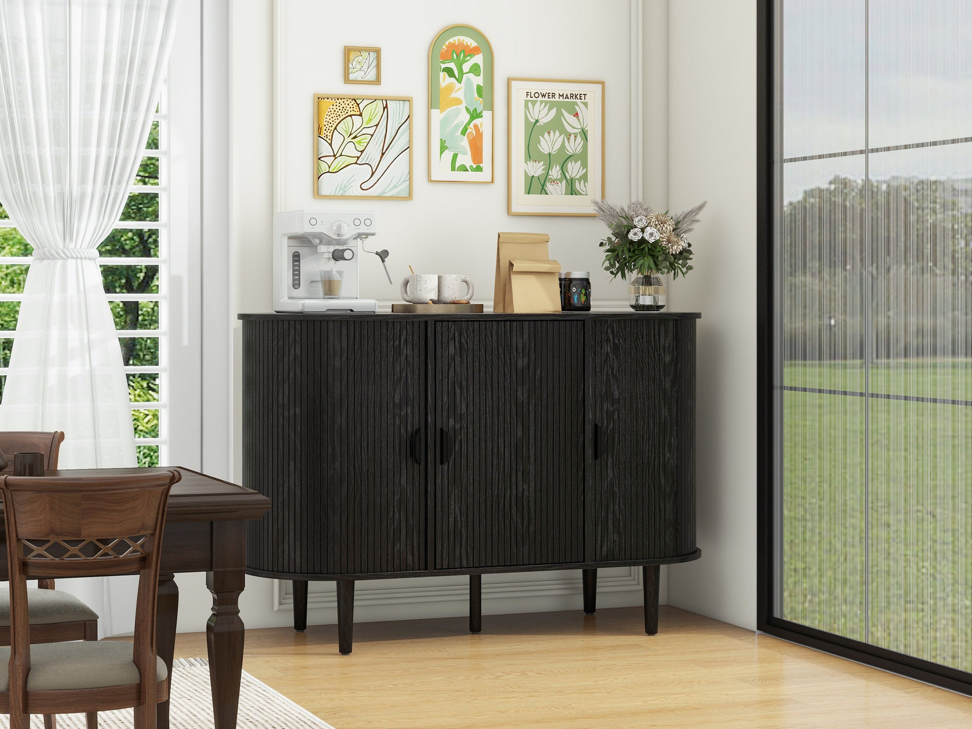 Braxton Modern 3-door Sideboard Cabinet, Black