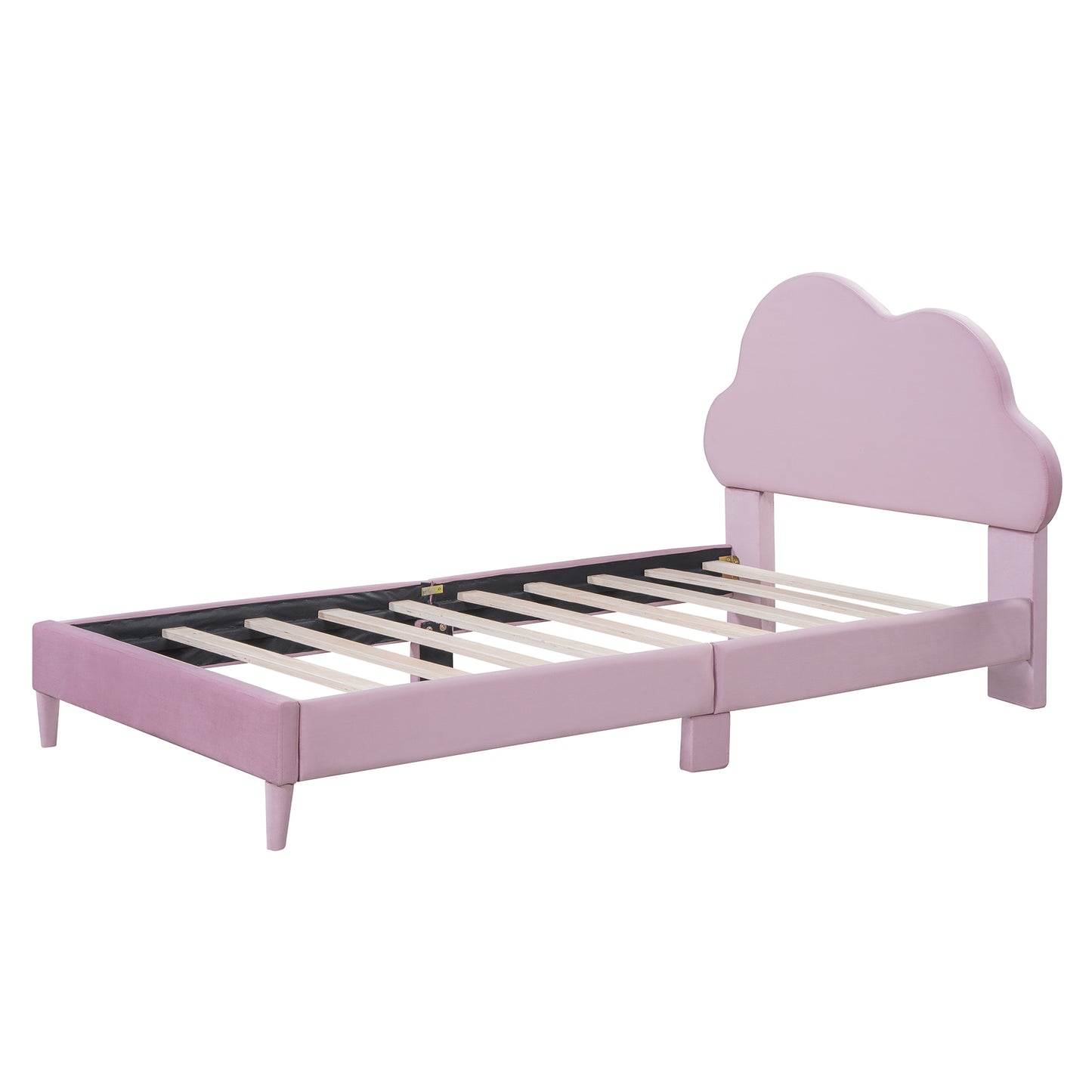 Melodi Cloud Shape Velvet Youth Platform Bed, Pink