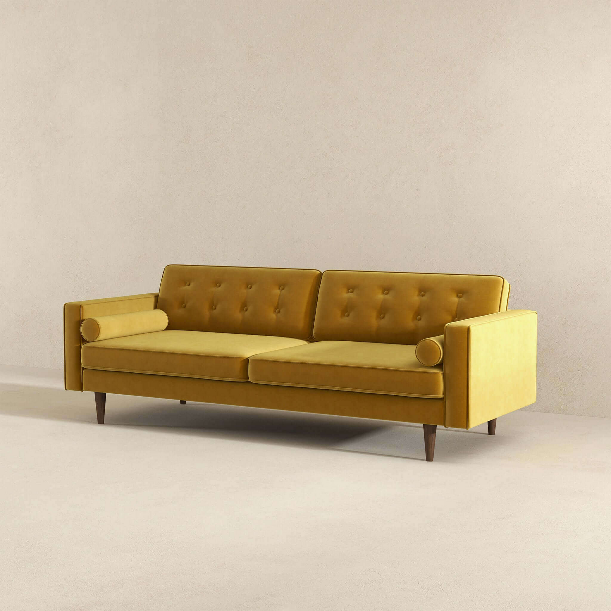 Casey Mid-Century Modern Velvet Tufted Sofa, Gold