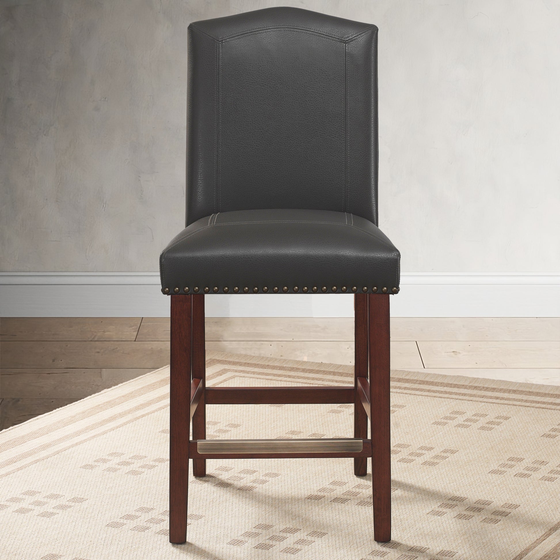 Claremont Gray Faux Leather Counter Stool