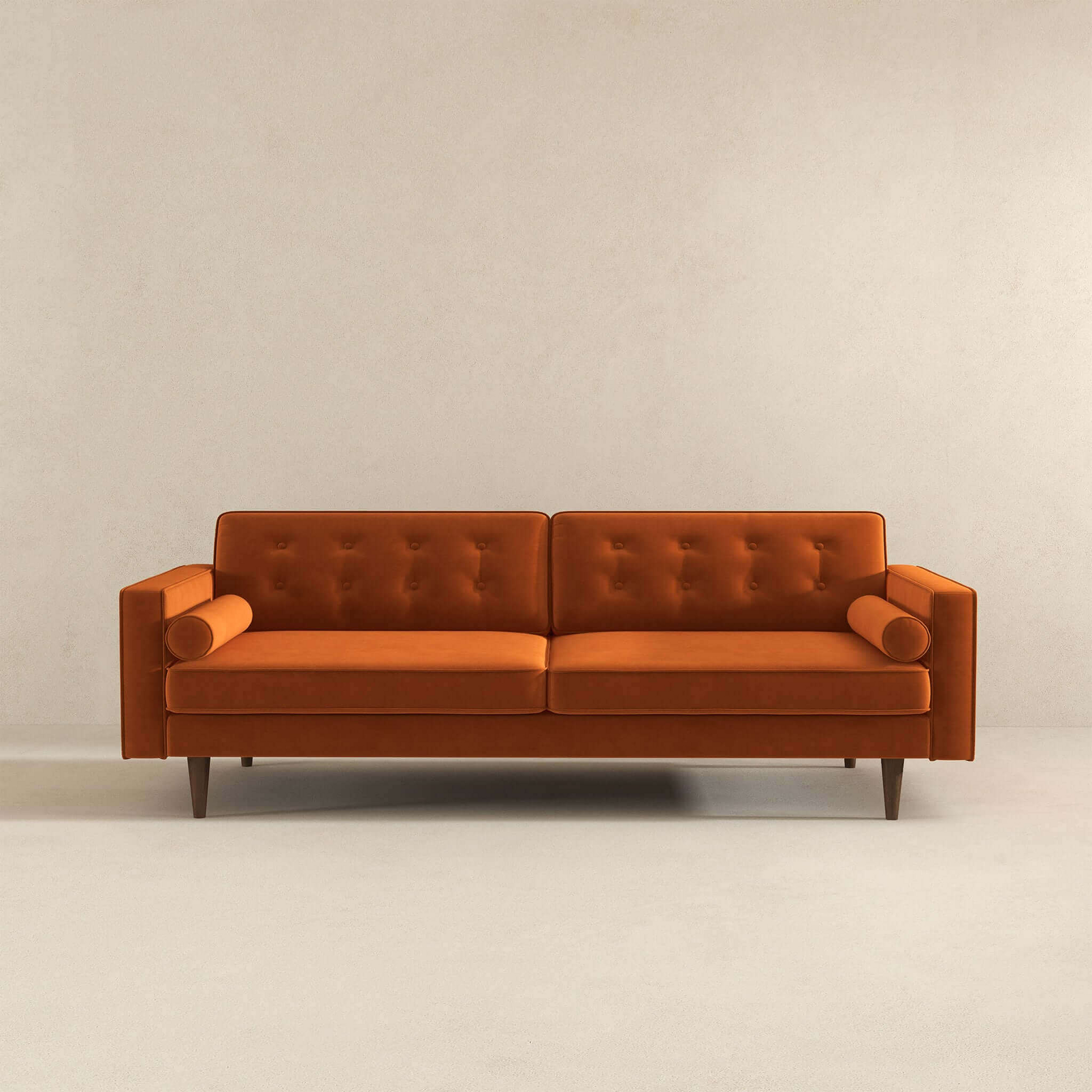 Casey Mid-Century Modern Burnt Orange Velvet Sofa