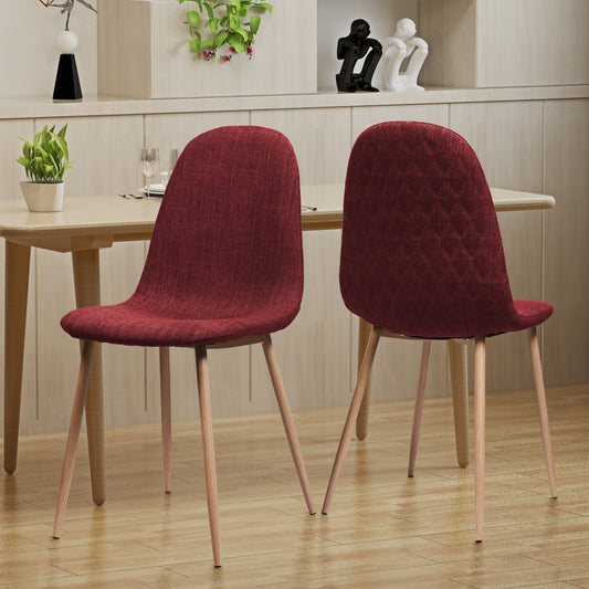 Loretta Mid-Century Modern Upholstered Side Chairs Set of 2 Red