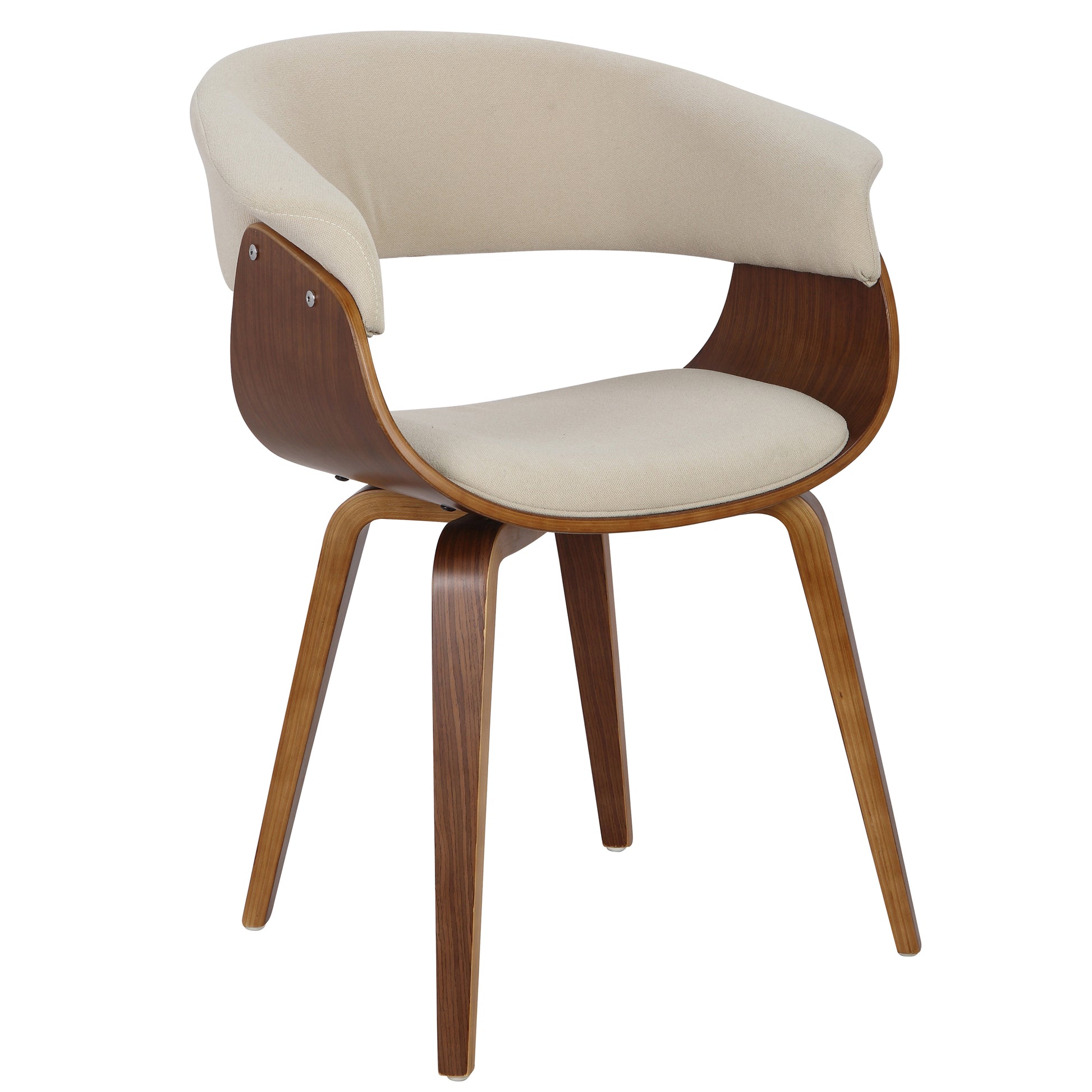 Weston Mid-Century Modern Side Chairs with Walnut Frame Set of 2 , Cream