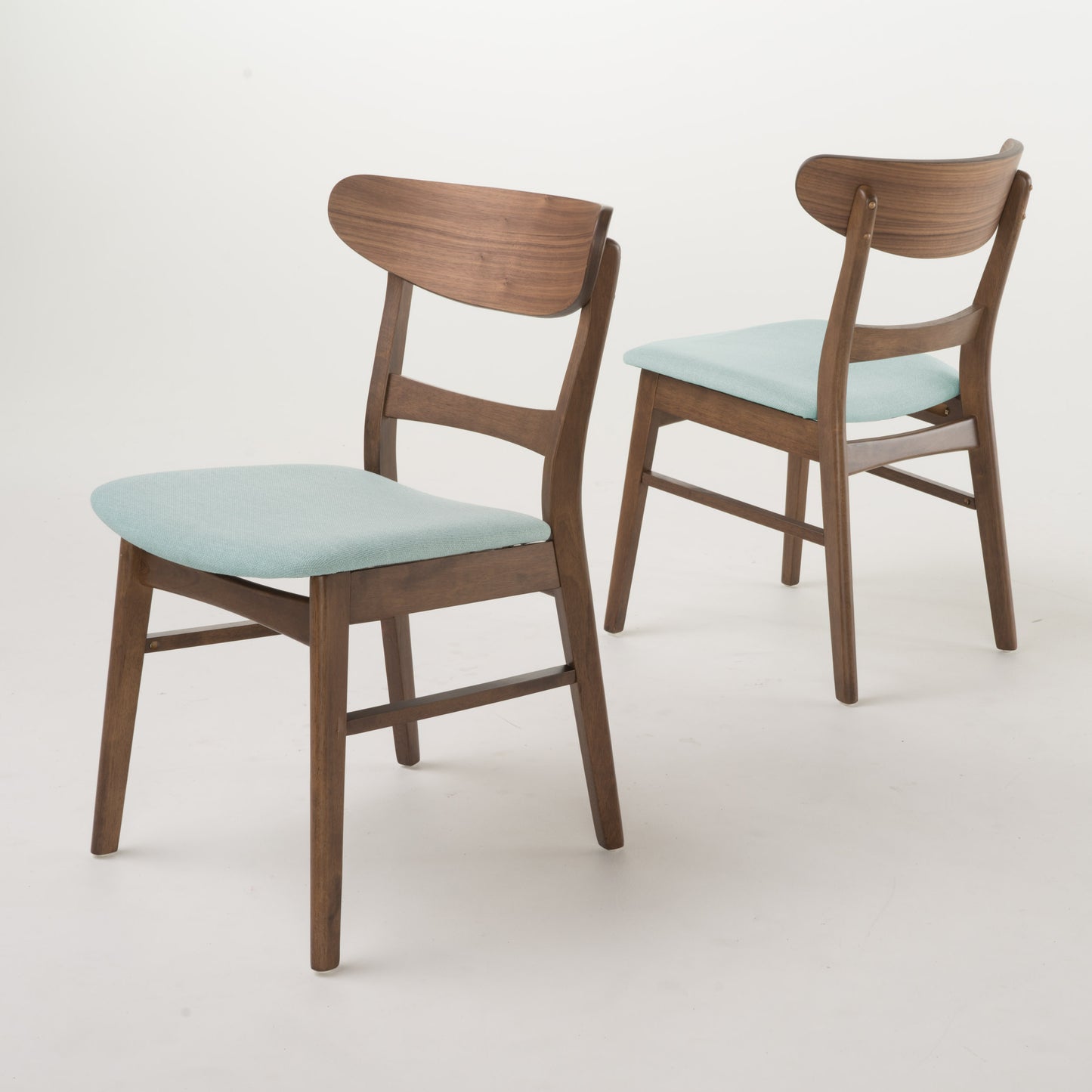 Nancy Mid-Century Modern Side Chairs Set of 2 Walnut & Mint