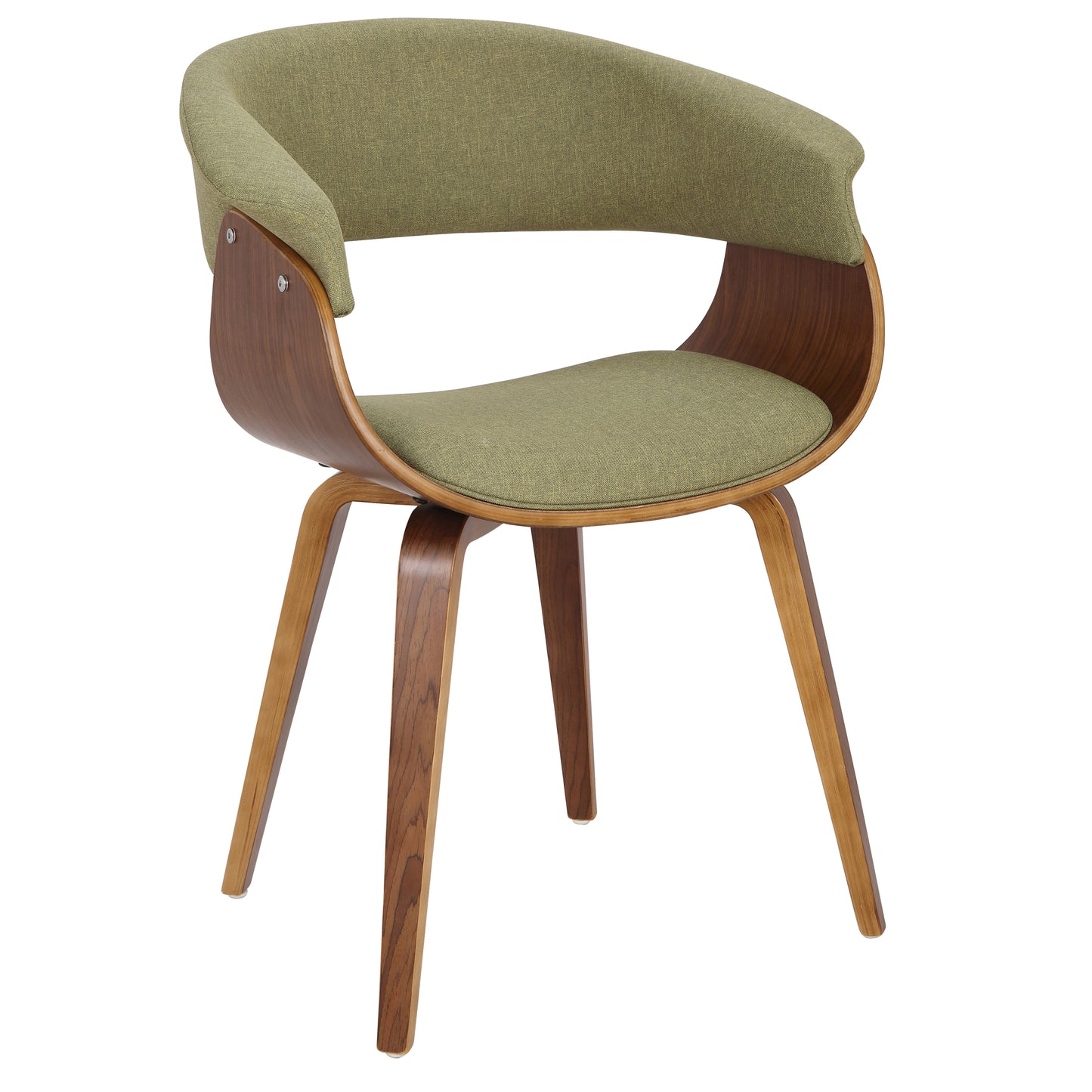 Weston Mid-Century Modern Side Chairs with Walnut Frame Set of 2 , Green