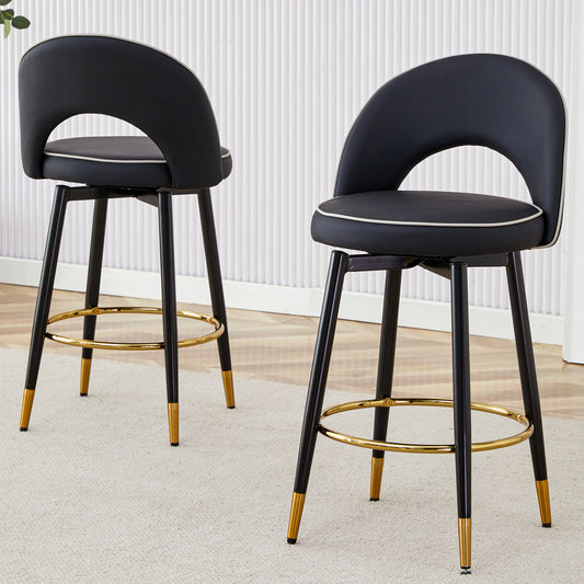 Lily 360 ° Swivel Counter Height Bar Stools, Black