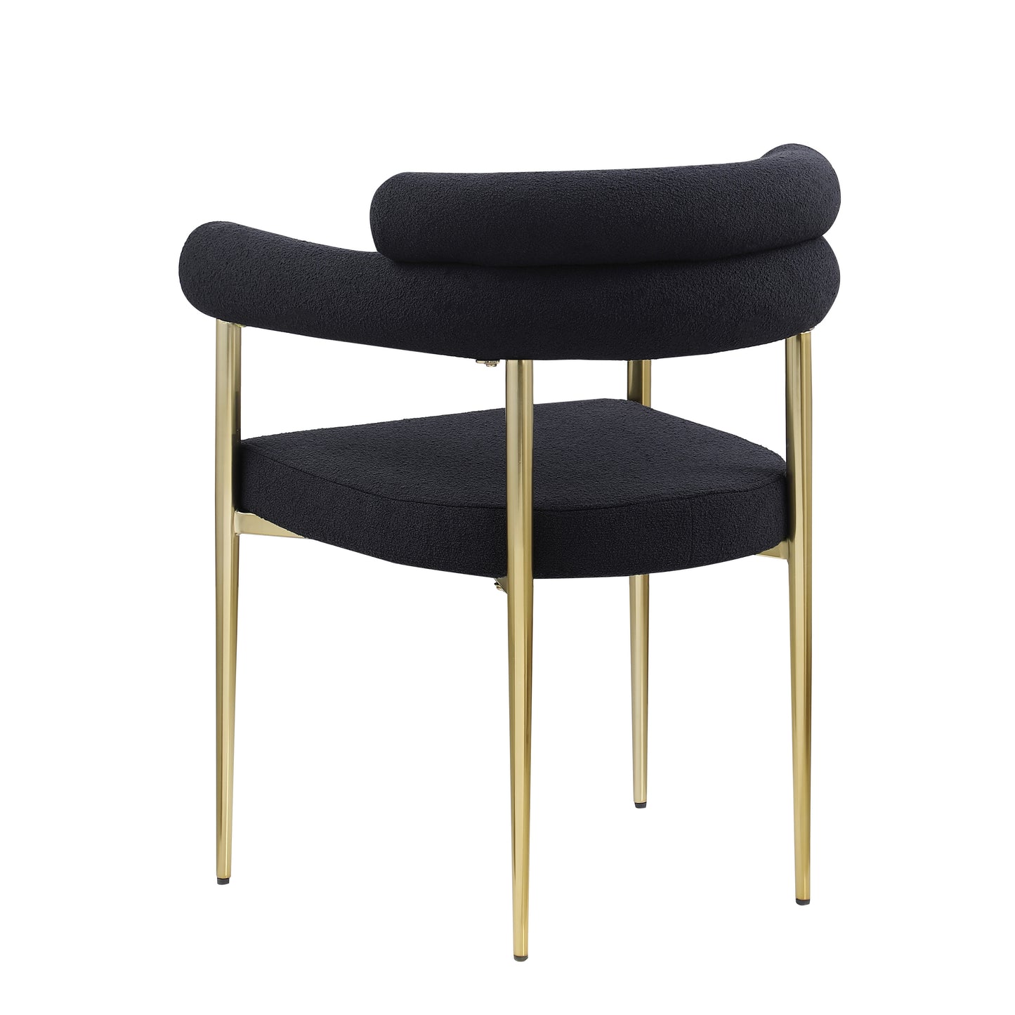 Sabine Mid-Century Modern Boucle Side Chairs Set of2 Black & Gold