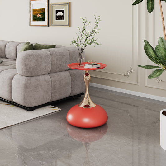 Braxton Modern Minimalist Iron End Table - Red & Gold