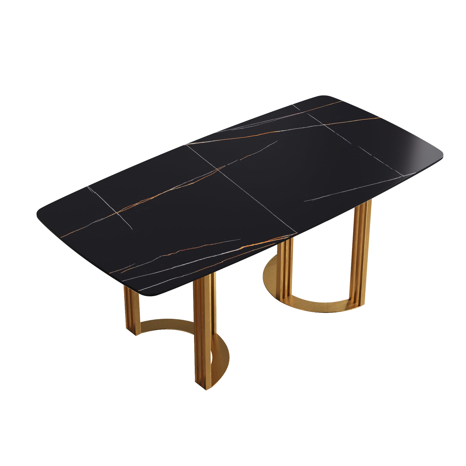 Moto II 70.8" Modern Sintered Stone Dining Table with Gold Base