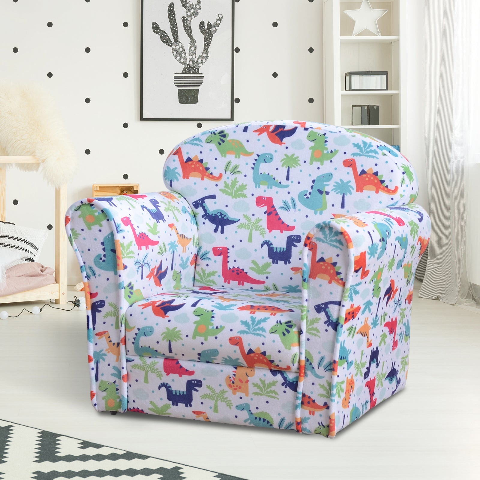 Paula Kid's Sofa Chair with Dinosaur Design and Thick Padding