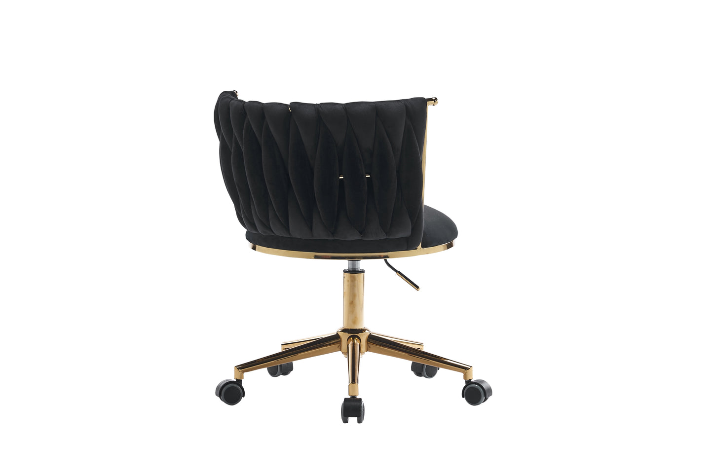 Emme Gold Framed Velvet Office Chair with Gold Base - Black