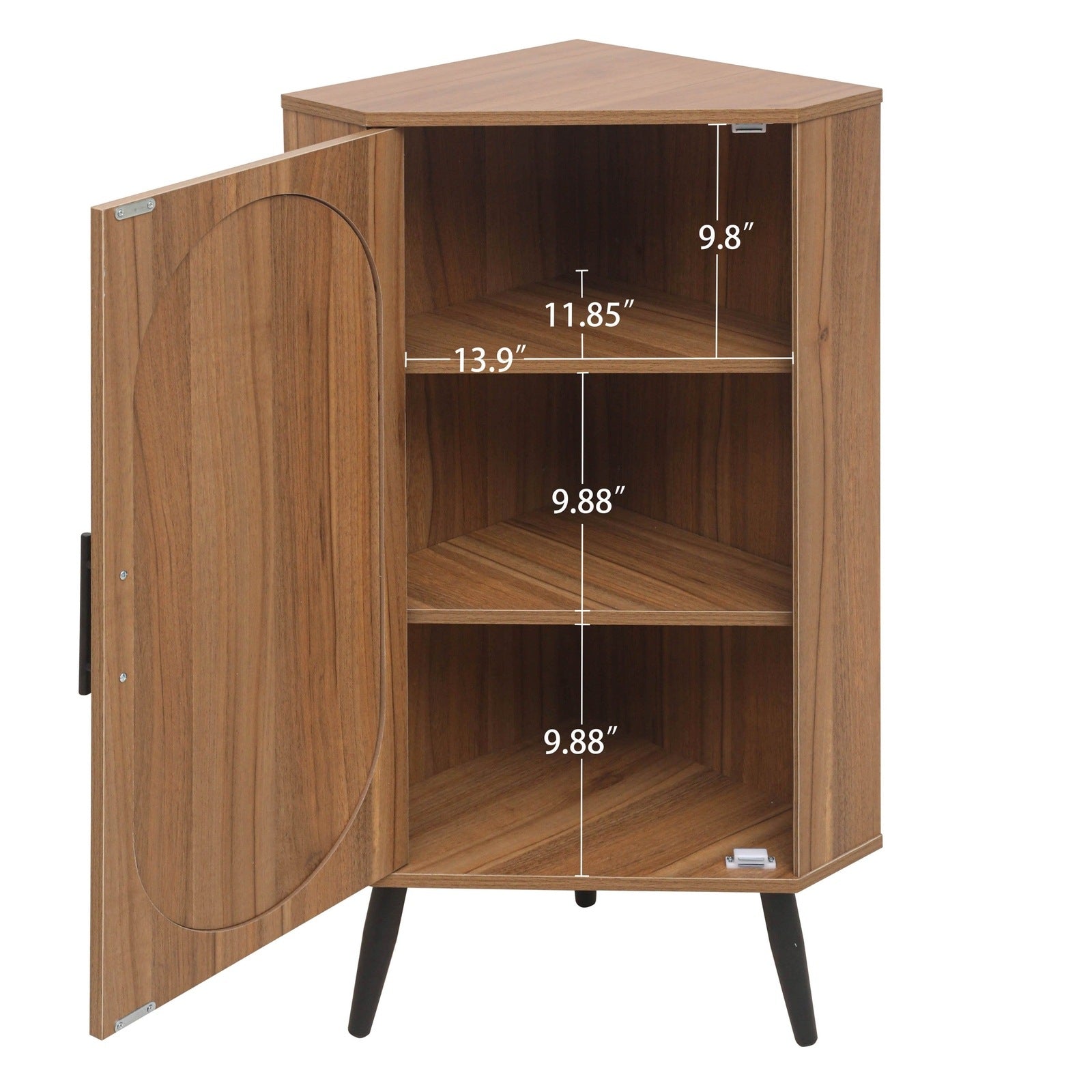 Allen Walnut Finish Corner Cabinet with Rattan Fronts