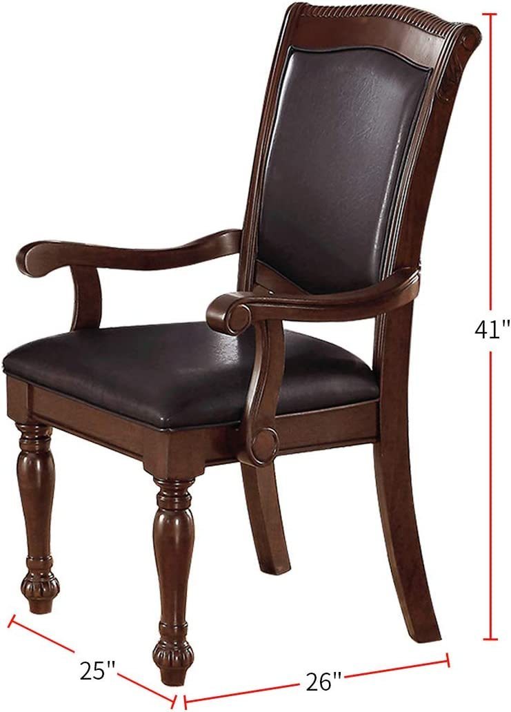 Majestic Traditional Solid Wood Dining Arm Chairs Set of 2 , Brown