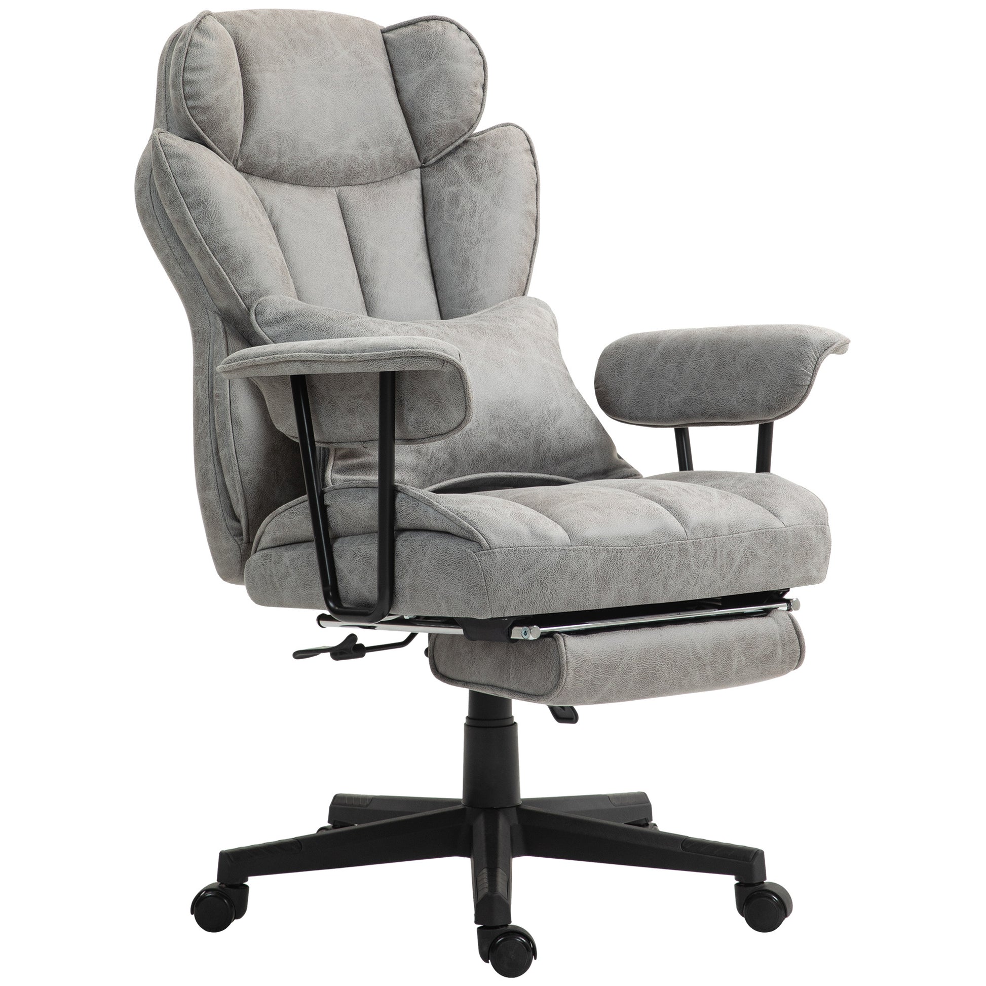 Herbie Big & Tall Microfiber Executive Office Chair with Heat & Massage, Gray