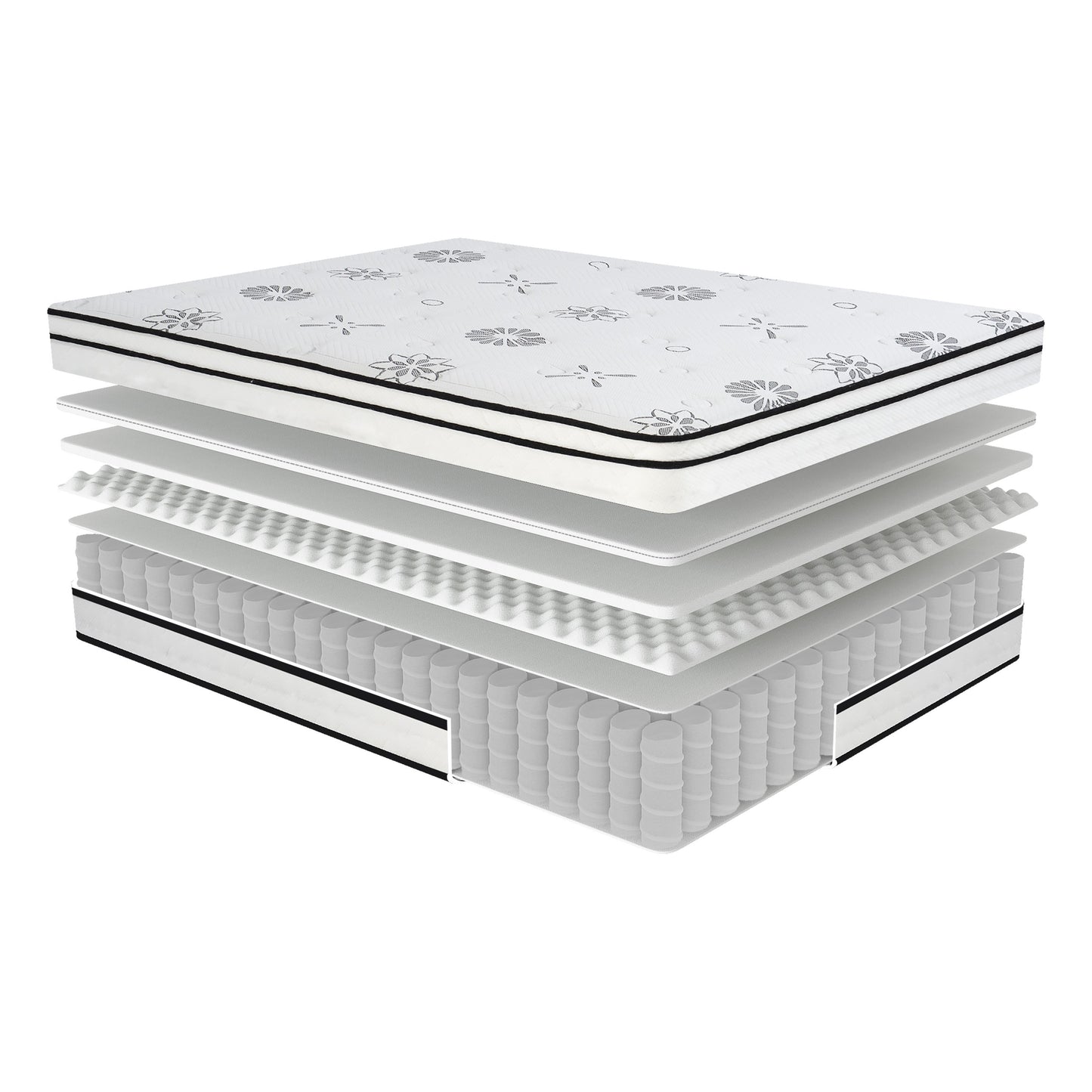 12-inch Full Mattress Highly Breathable Quilted Cover Hybrid Mattress, White, Plush Foam Mattress in a Box, Luxury Comfort Mattress