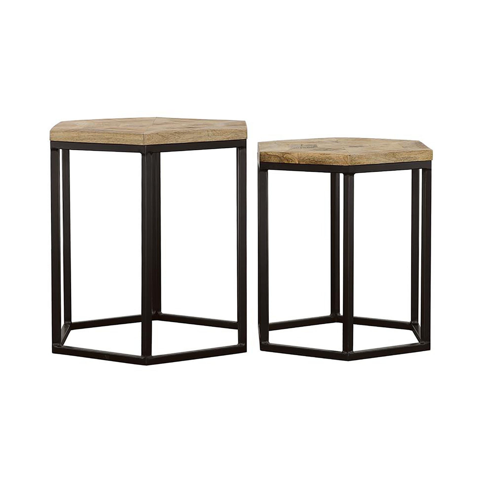 Natural and Black 2-Piece Nesting Table