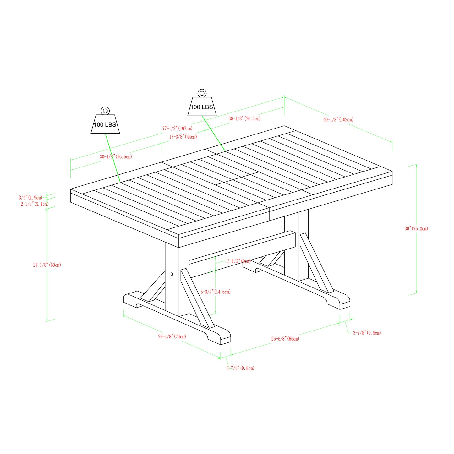 Classic Extendable Trestle Dining Table - Antique Black