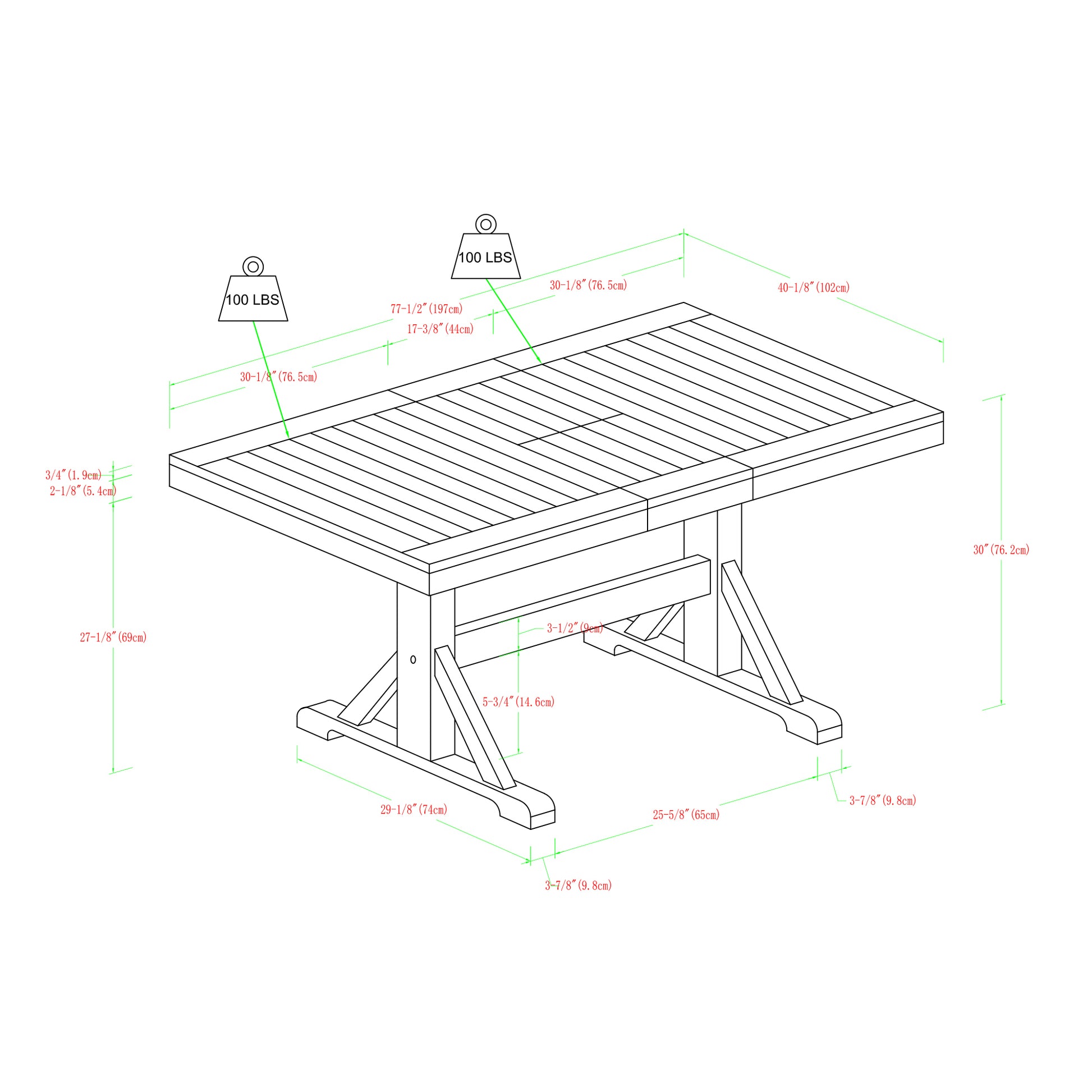 Classic Extendable Trestle Dining Table - Antique Black