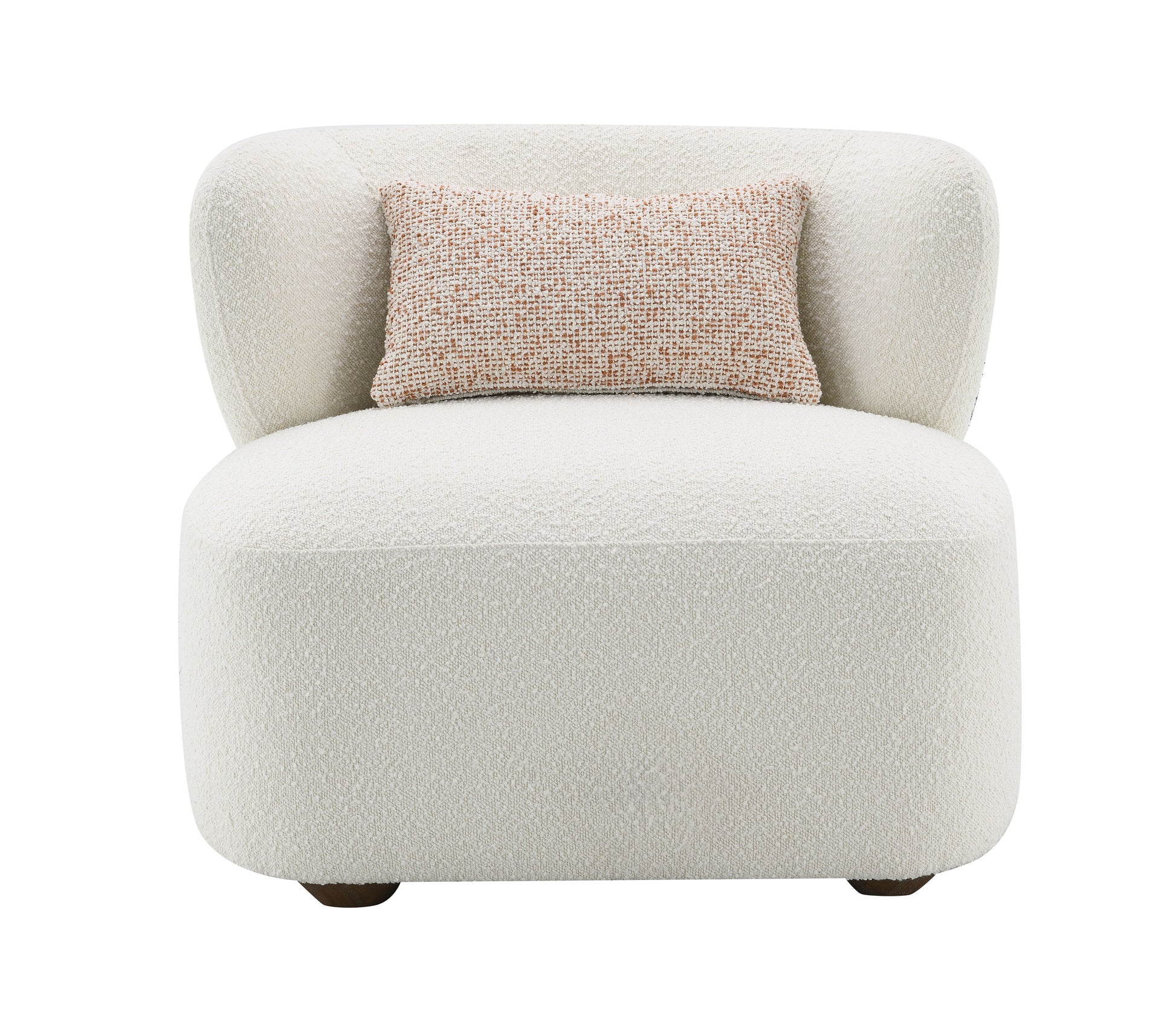 Darius Beige Boucle Accent Chair with Toss Pillow