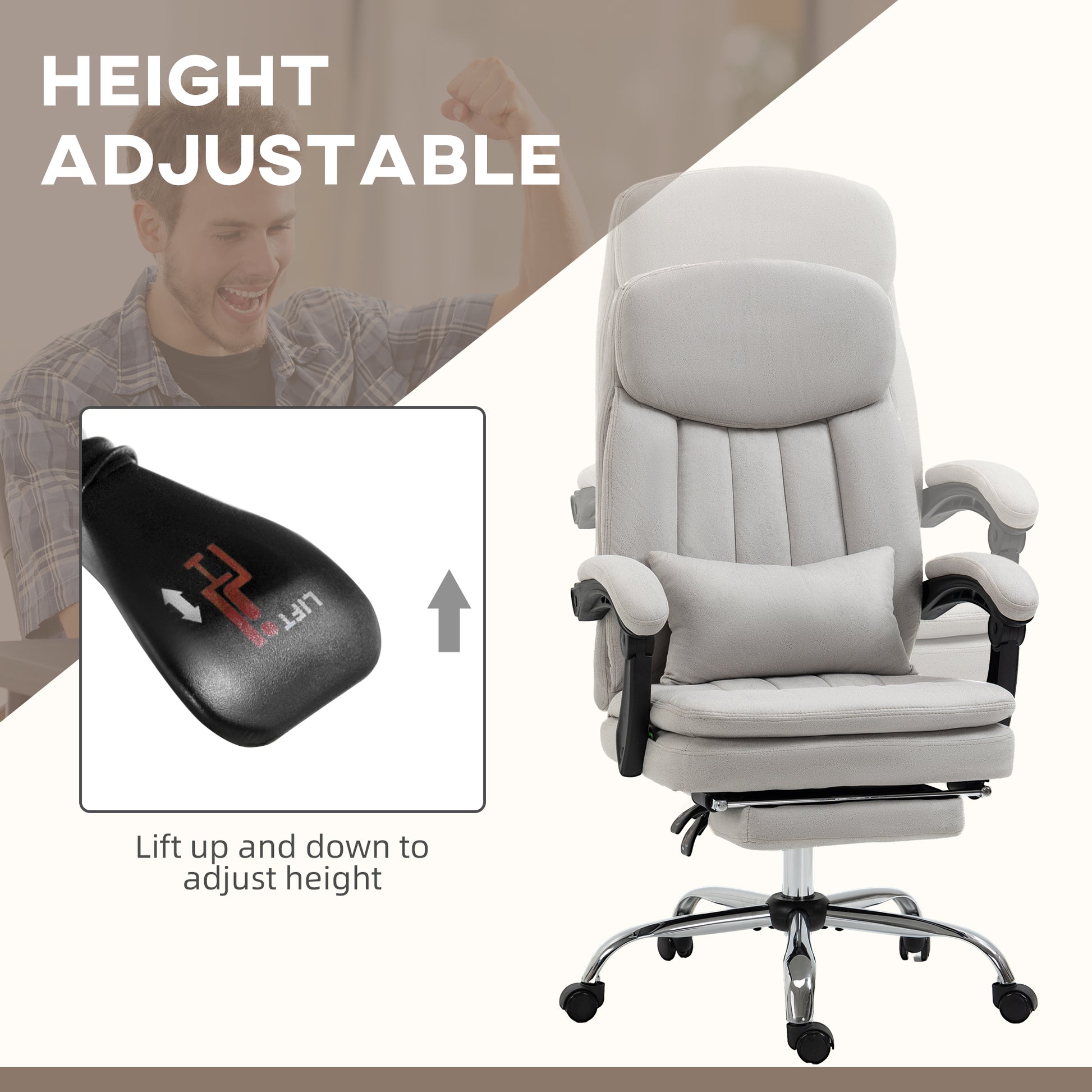 Persimmon Light Gray Microfiber Executive Office Chair