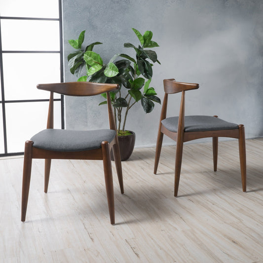 Margarette Mid-Century Modern Side Chairs Set of 2 Walnut & Charcoal