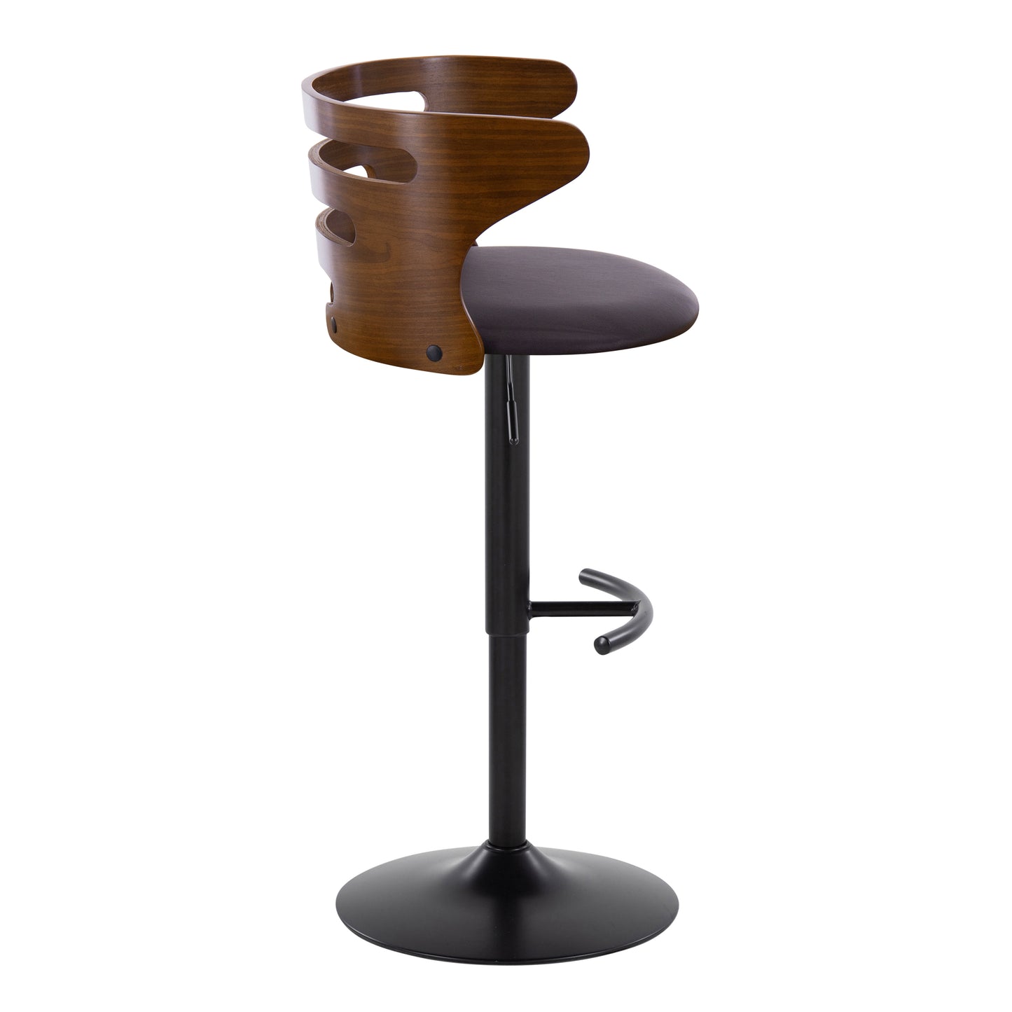 Cosi Mid-Century Modern Bar Stools with Leatherette Padded Seat Set of 2 Walnut