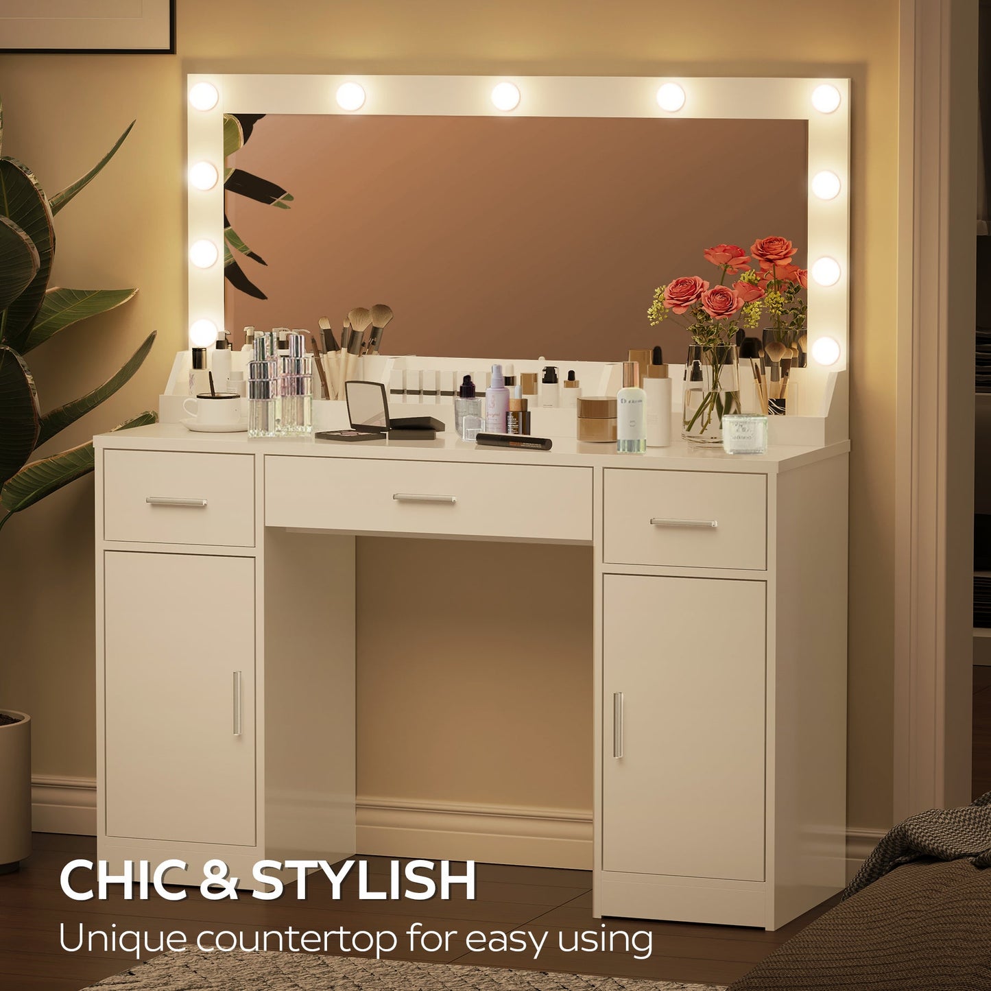 Freya Contemporary Bedroom Vanity, White