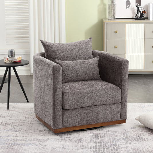 Coolmore Ultimate Comfort 360° Swivel Dark Gray Chenille Barrel Chair for Any Space