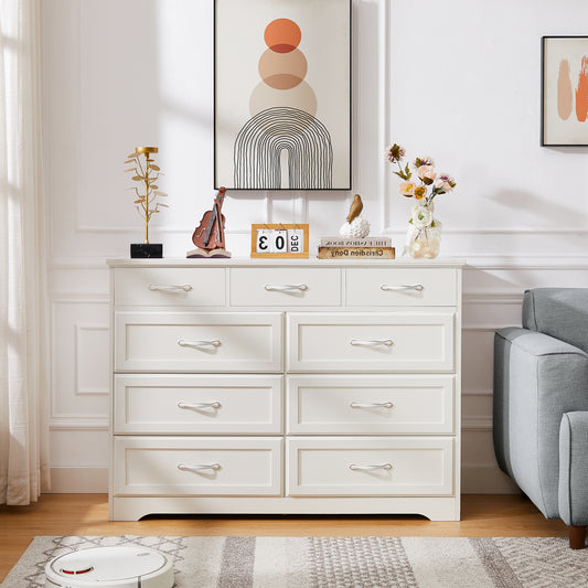 Brant Transitional 9-Drawer White Dresser, White