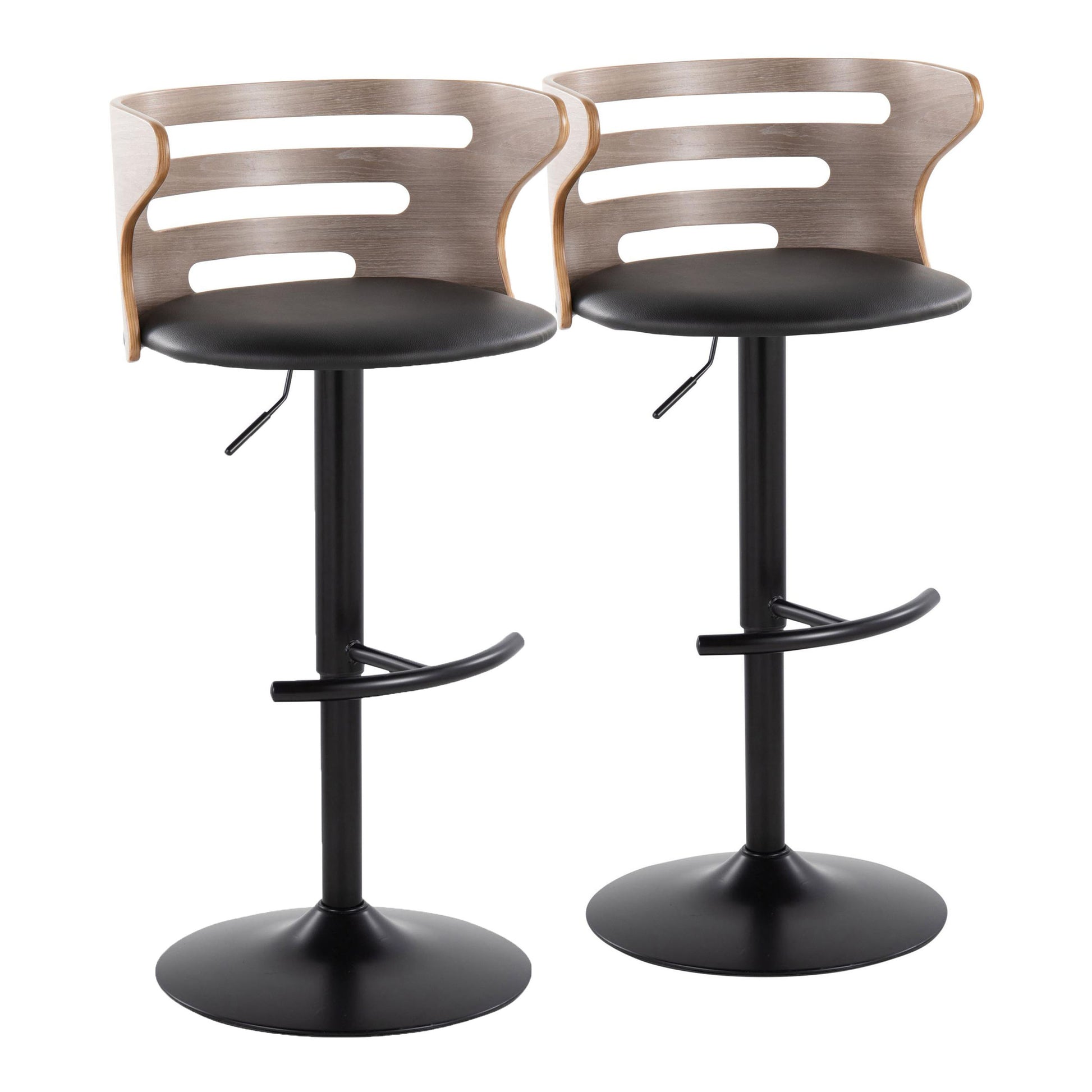 Cosi Mid-Century Modern Bar Stools with Leatherette Padded Seat Set of 2 Light Gray