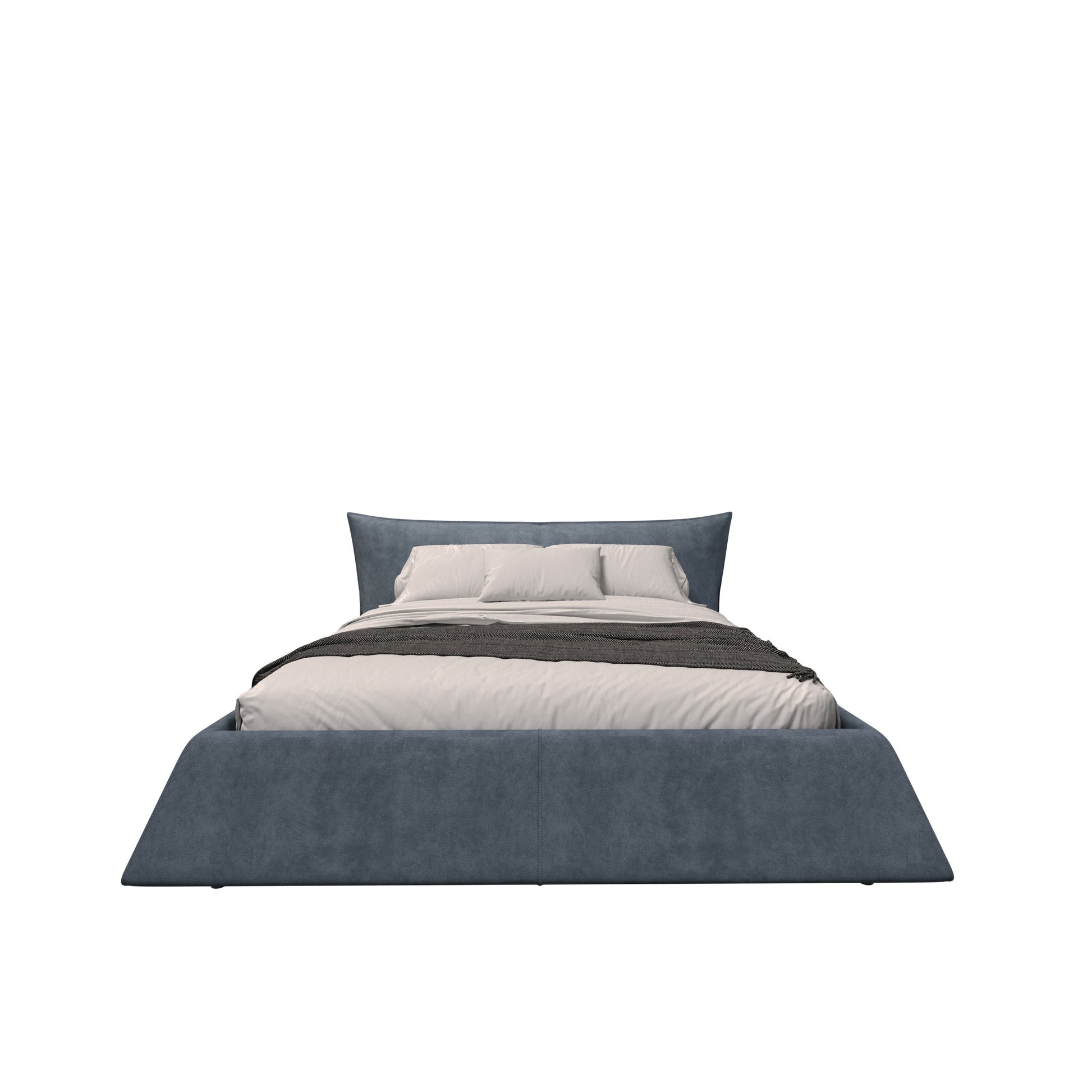 Zephyra Modern Velvet King Size Platform Bed in Gray