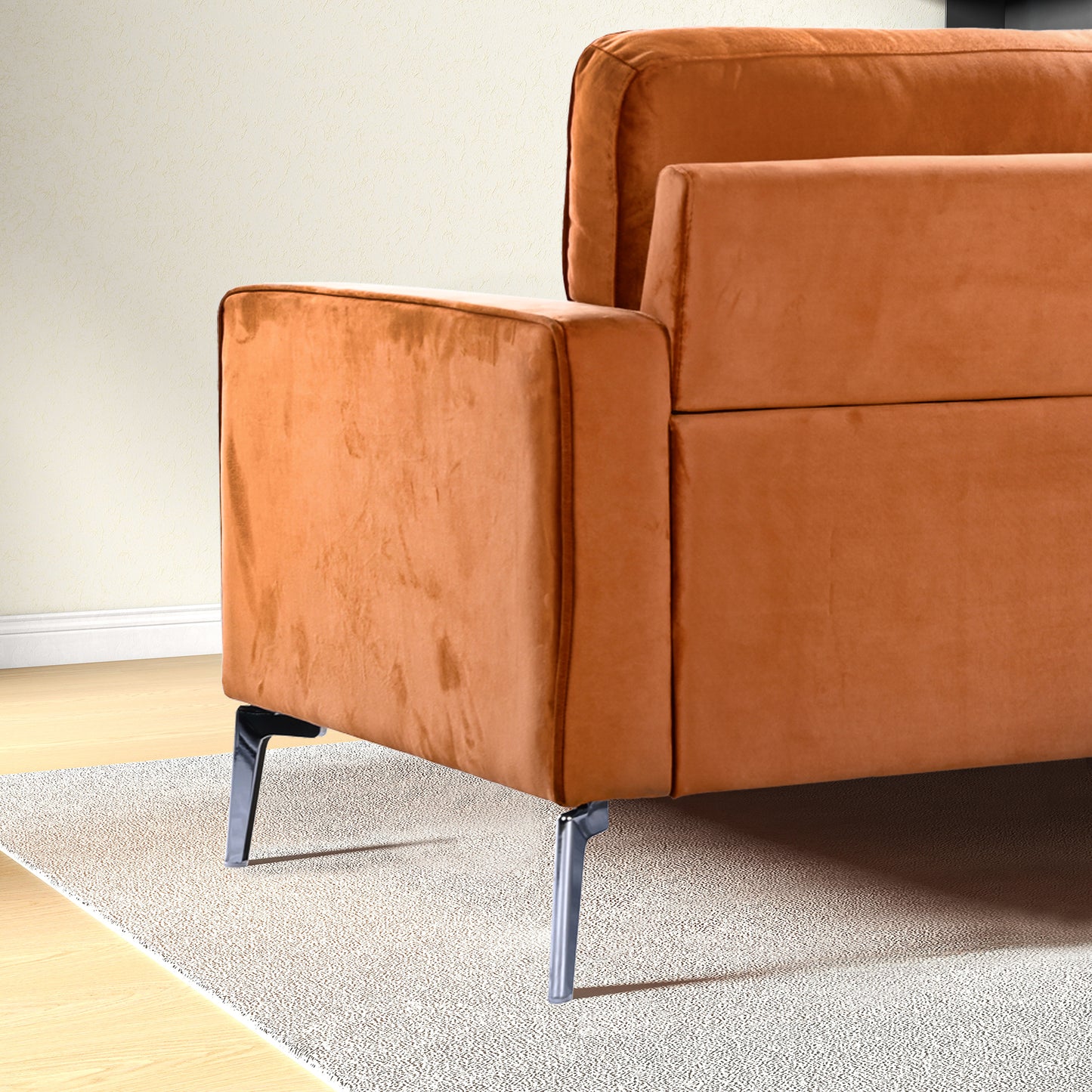 Axten Modern Orange Velvet Sofa