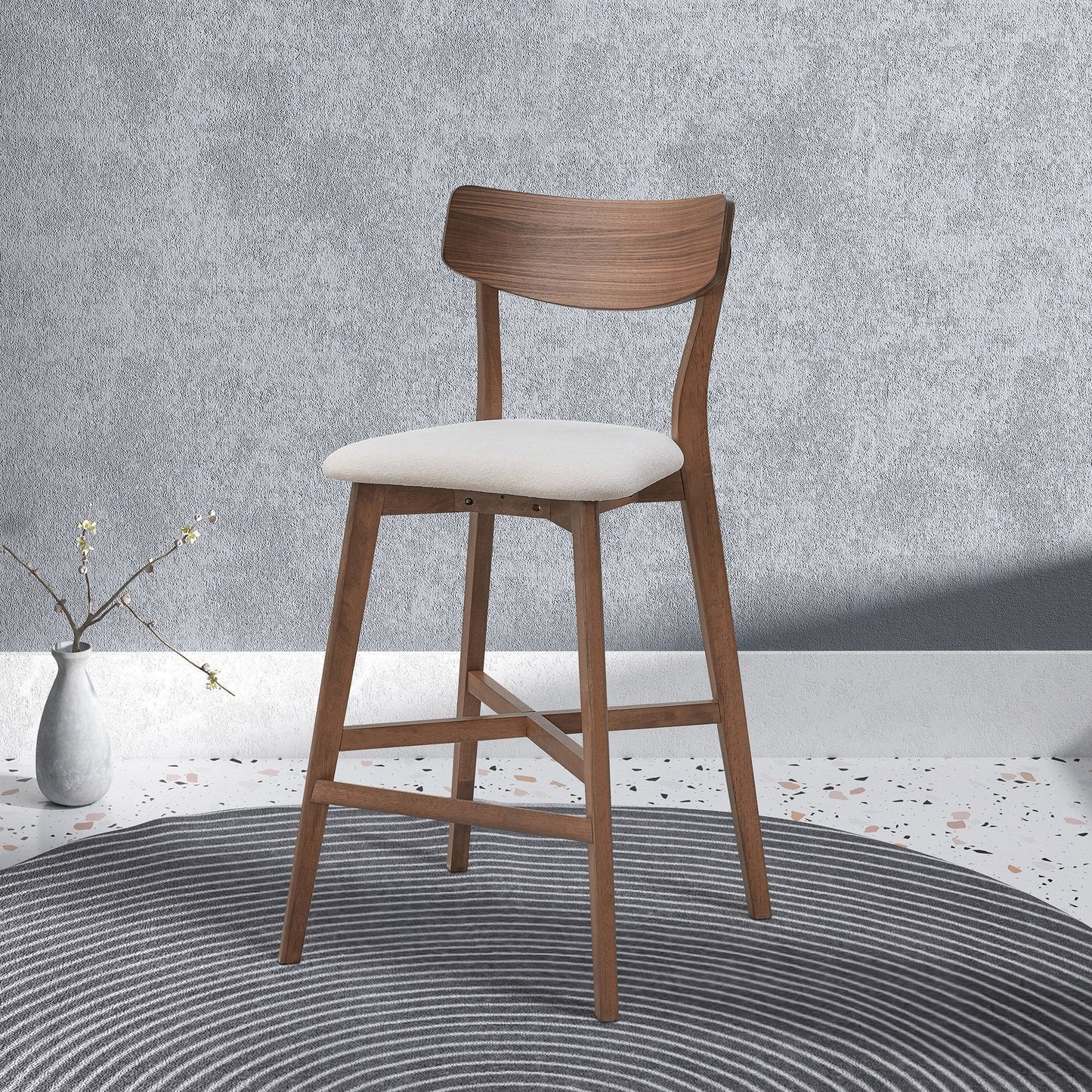 Gemma Mid-Century Modern Bar Stools Set of 2 Walnut