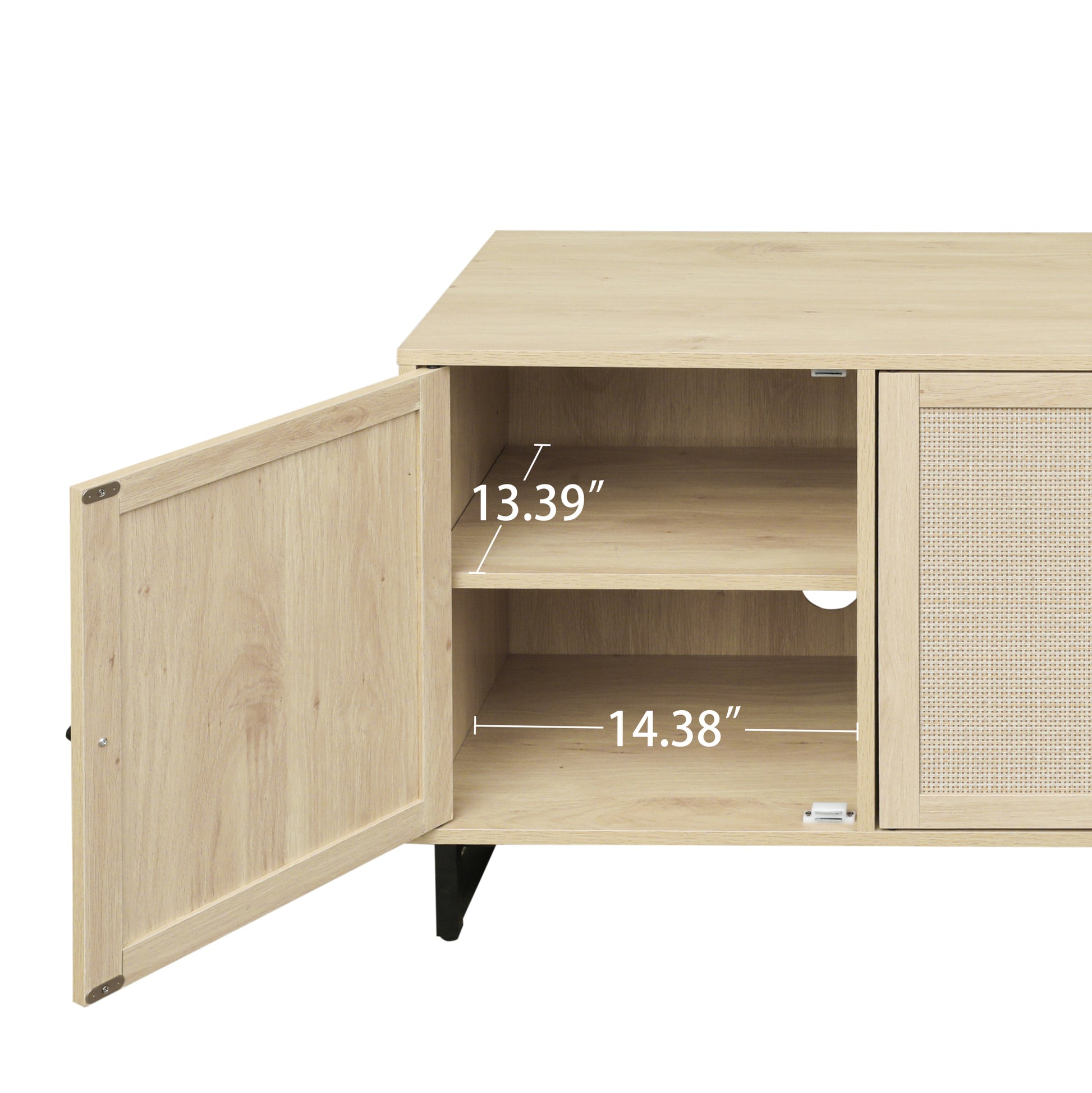 Allen Natural Finish Accent Cabinet with Rattan Fronts