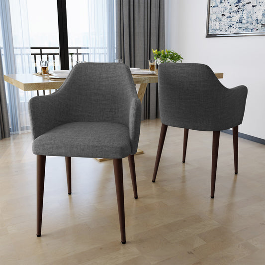 Peggy Mid-Century Modern Upholstered Side Chairs Set of 2 Gray