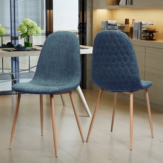 Loretta Mid-Century Modern Upholstered Side Chairs Set of 2 Muted Blue