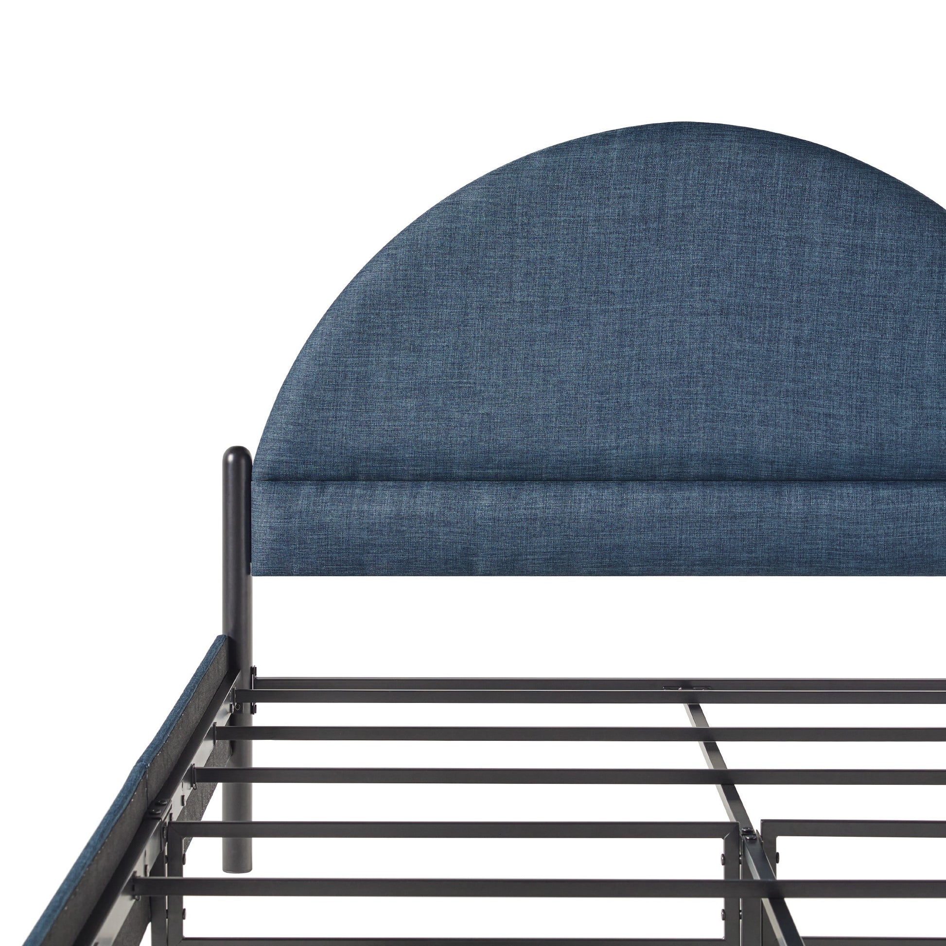 Alina Modern Upholstered Curved Headboard Queen Bed – Blue