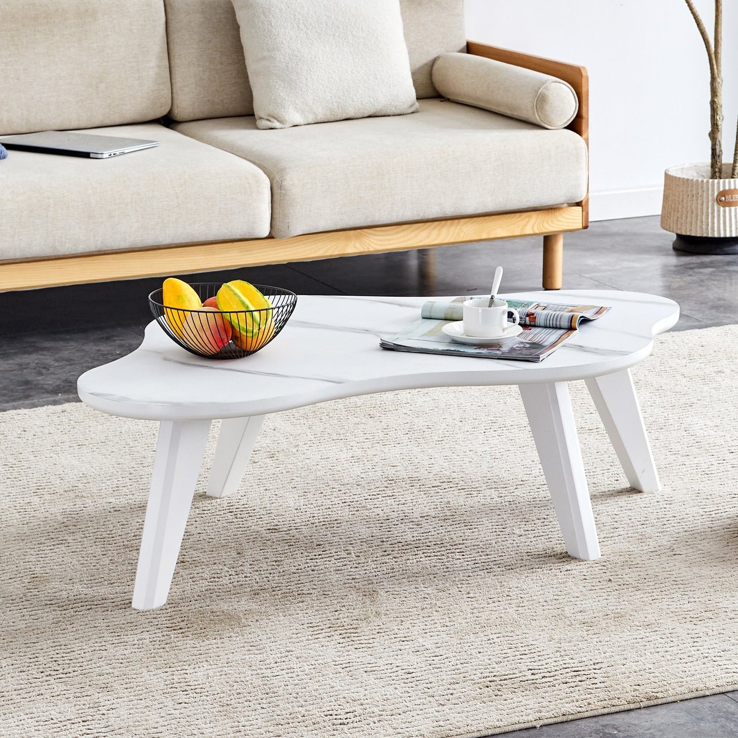 Orland Modern Minimalist Coffee Table in White