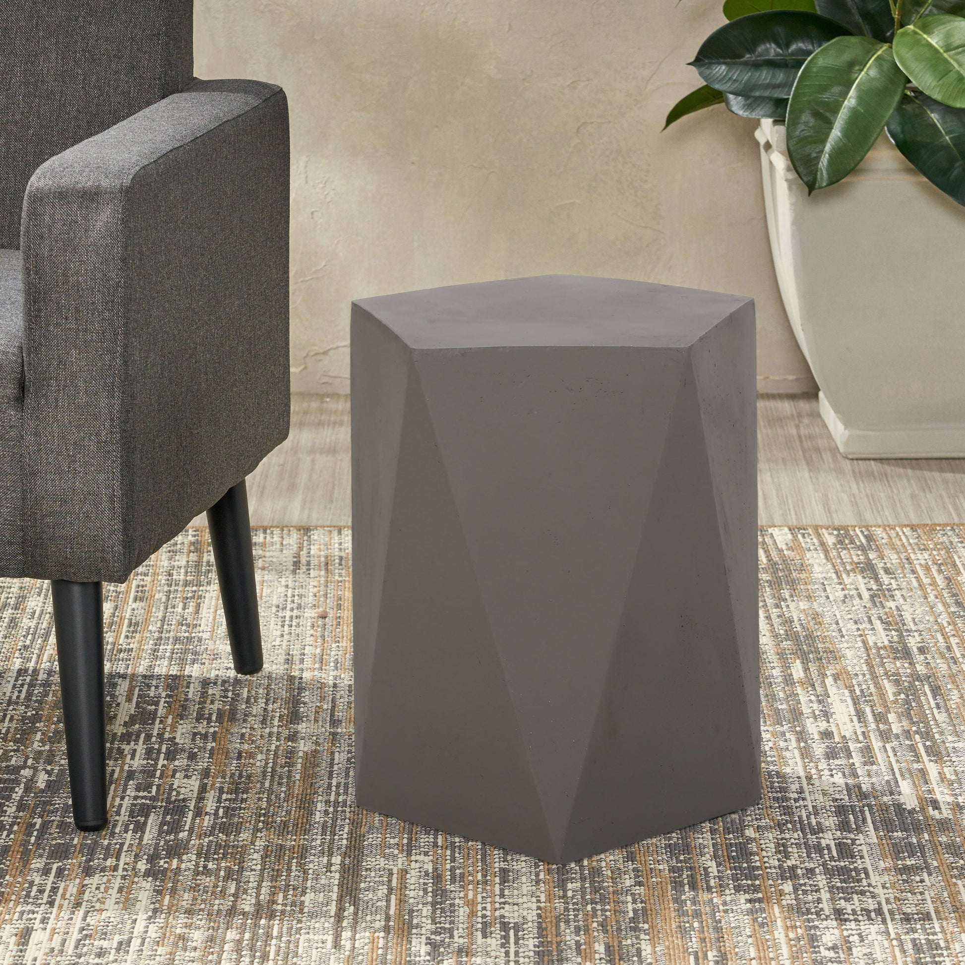 Apollo Modern Concrete Side Table, Gray