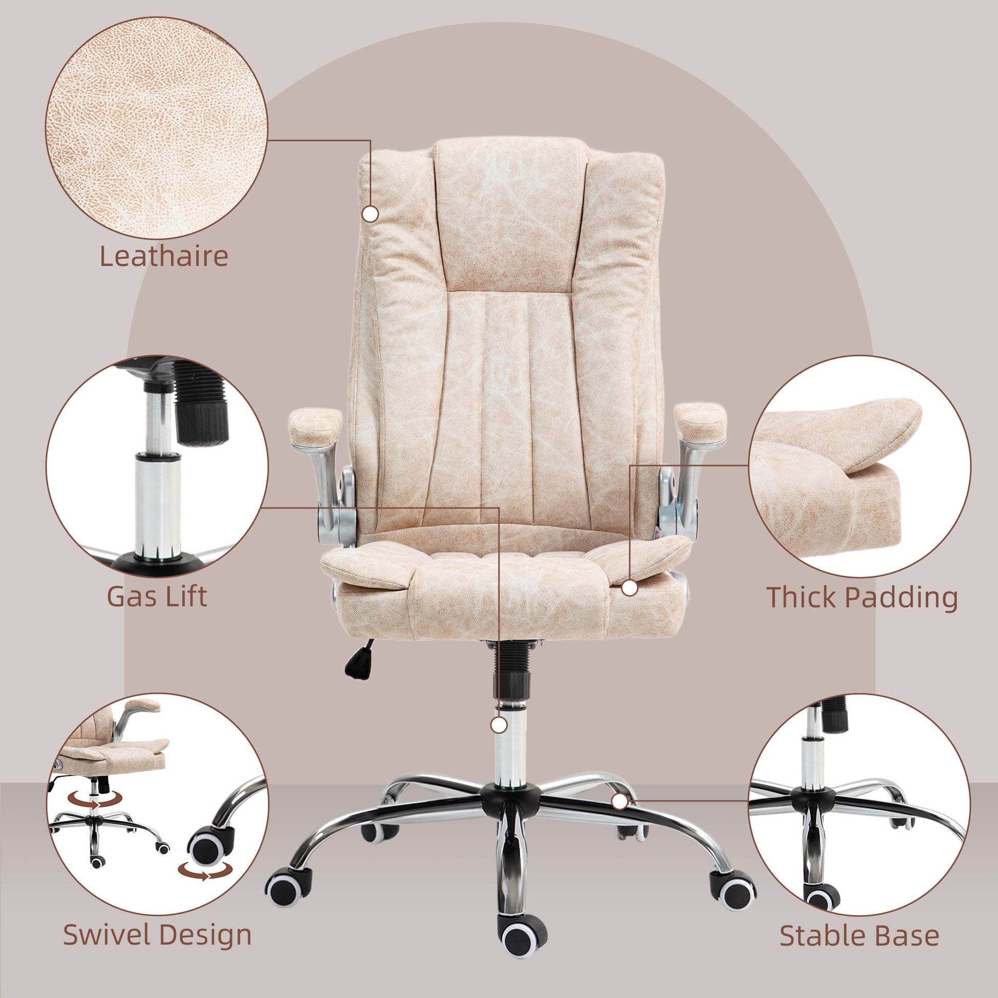 Anastasia Microfiber High Back Executive Office Chair, Cream