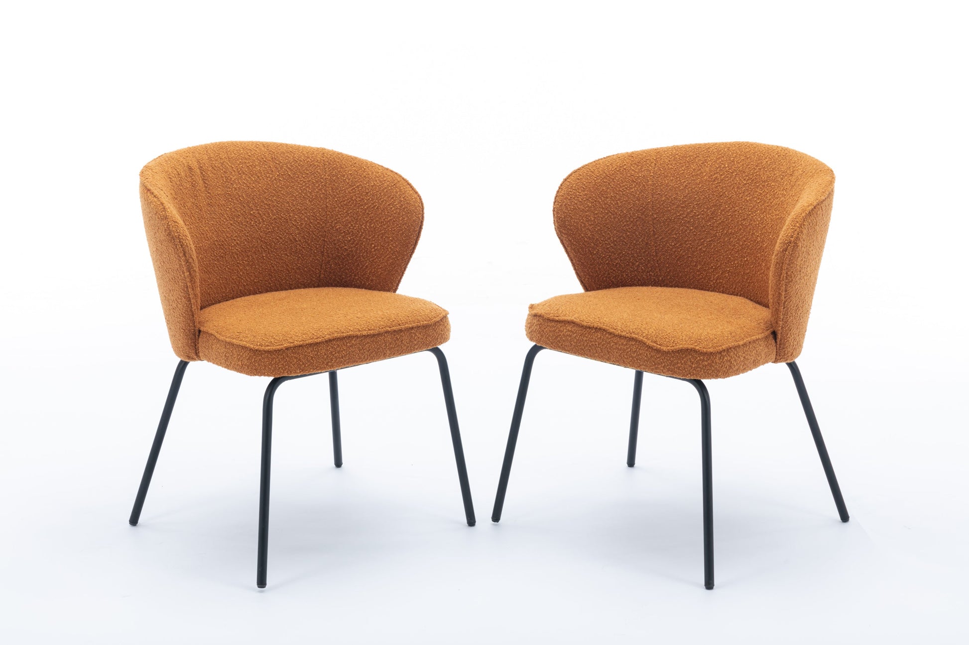 Lindy Modern Boucle Dining Chairs with Black Legs Set of 2 - Ginger