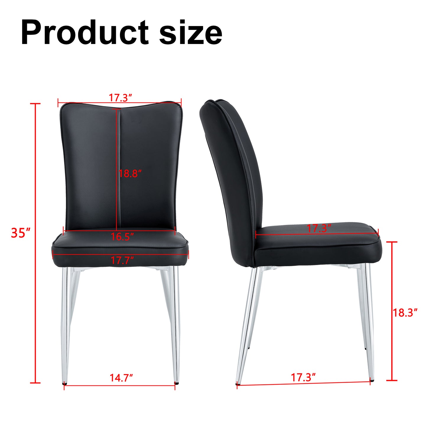 Ashley Modern Minimalist PU Leather Side Chairs Set of 2 , Black