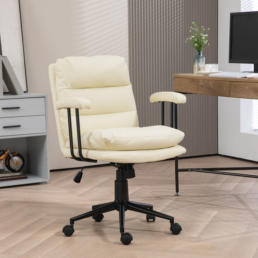 Bart PU Leather Office Chair with Double Padded Seat, Beige