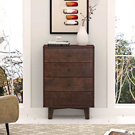 Indie 4-Drawer Mid-Century Modern Chest, Brown