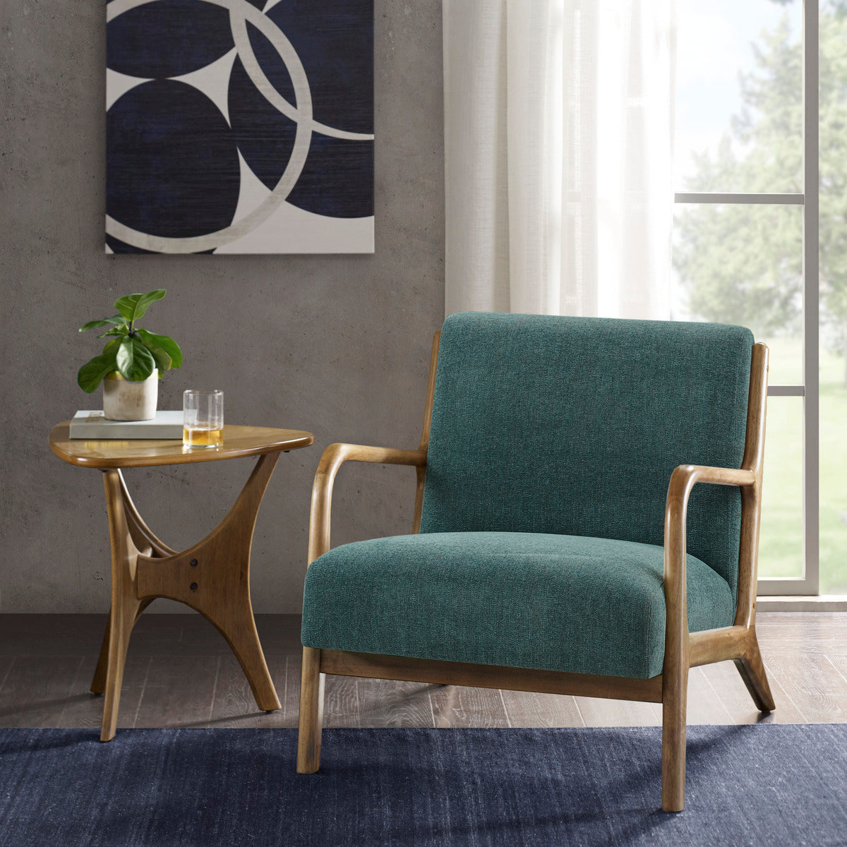 Elmer Transitional Accent Arm Chair, Teal