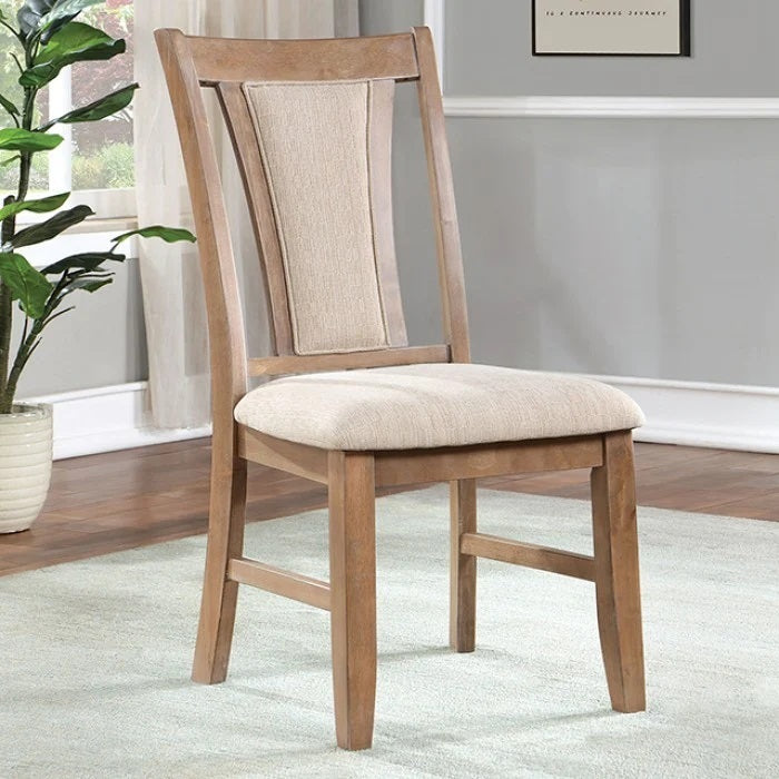 Aher Modern Rustic Side Chairs with Natural Frame & Beige Seat Set of 2