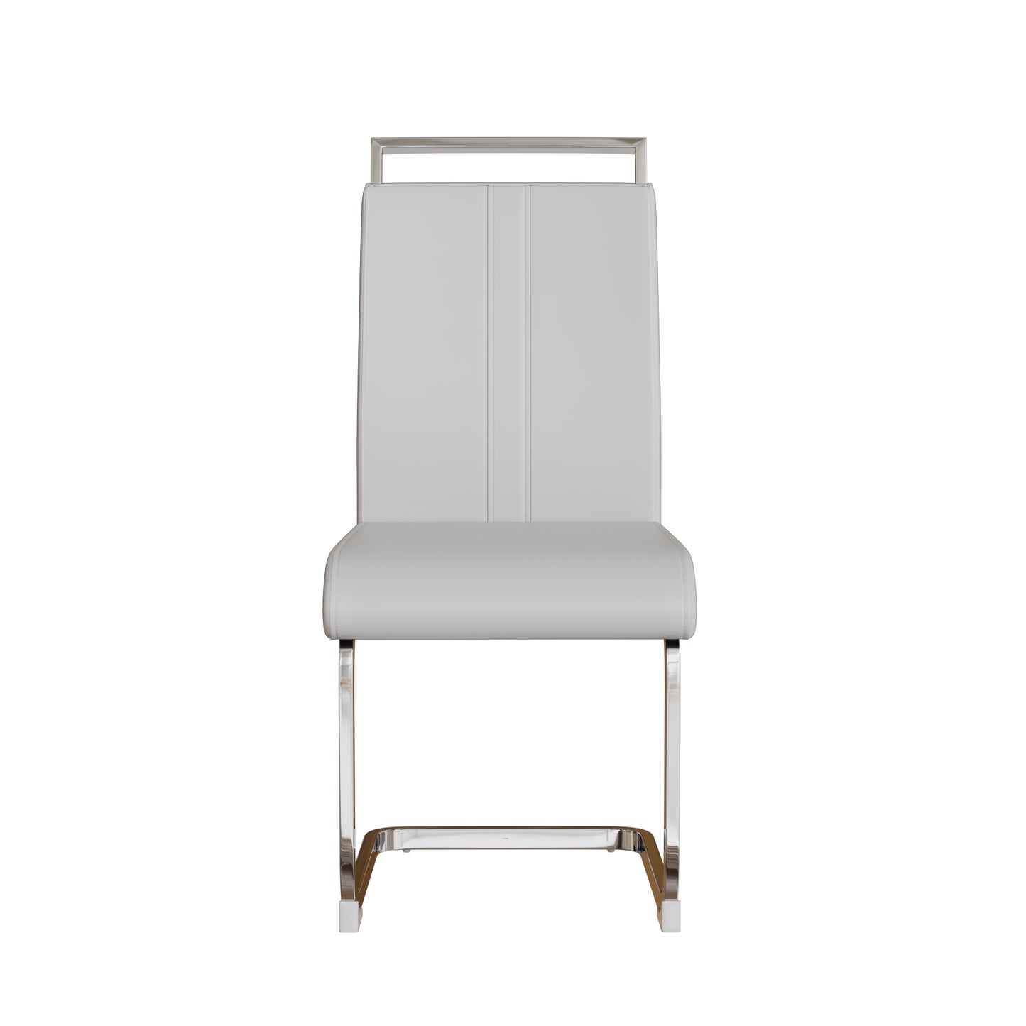 Astrid Modern PU Leather Side Chairs with Silver Legs, White