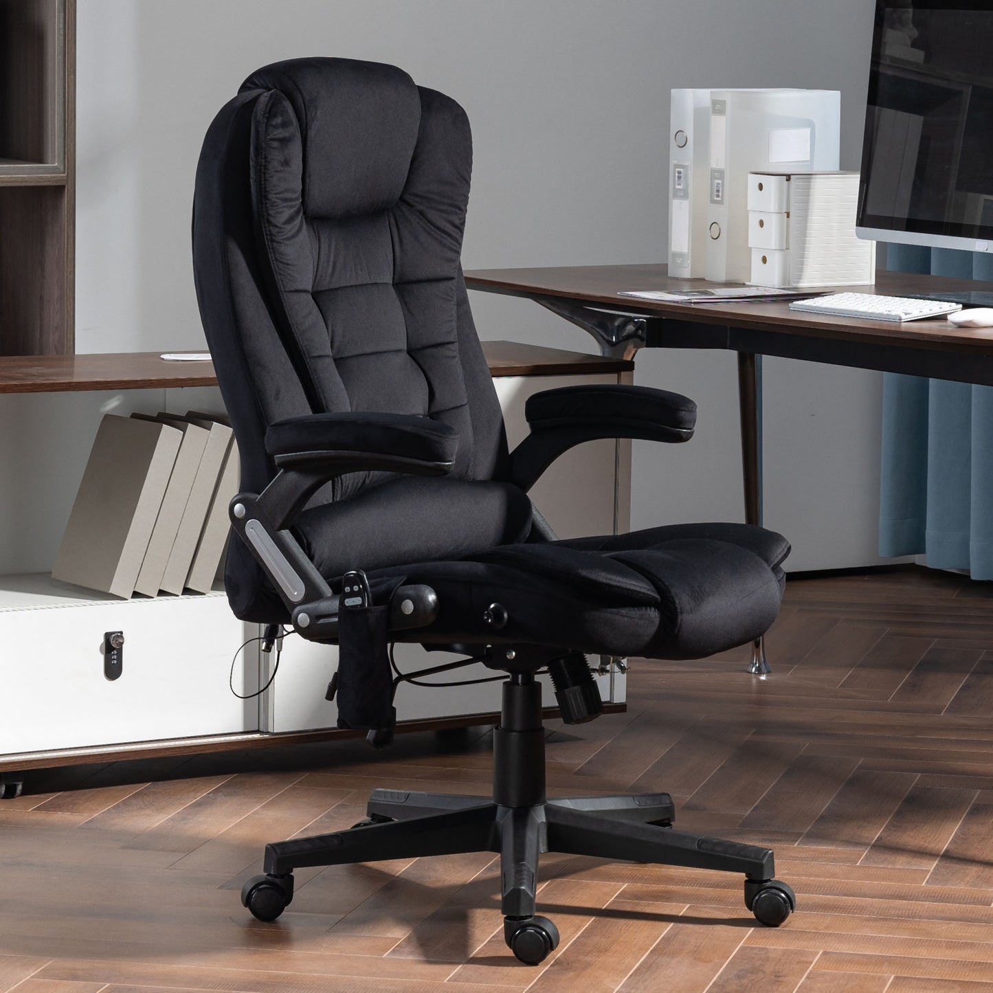 Elvina High Back Executive Office Chair with Massage & Head, Black